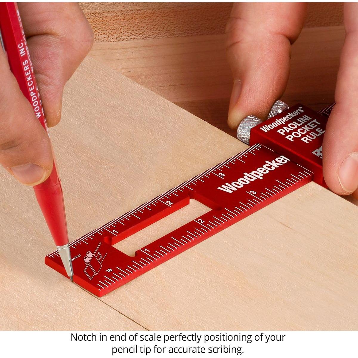 Regla de Carpintería Paolini Woodpeckers 6" Aluminio con Tope