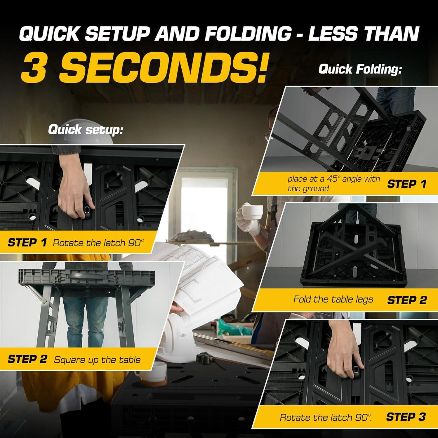 Mesa de trabajo plegable ONCUPID 86.36x63.5 cm negra