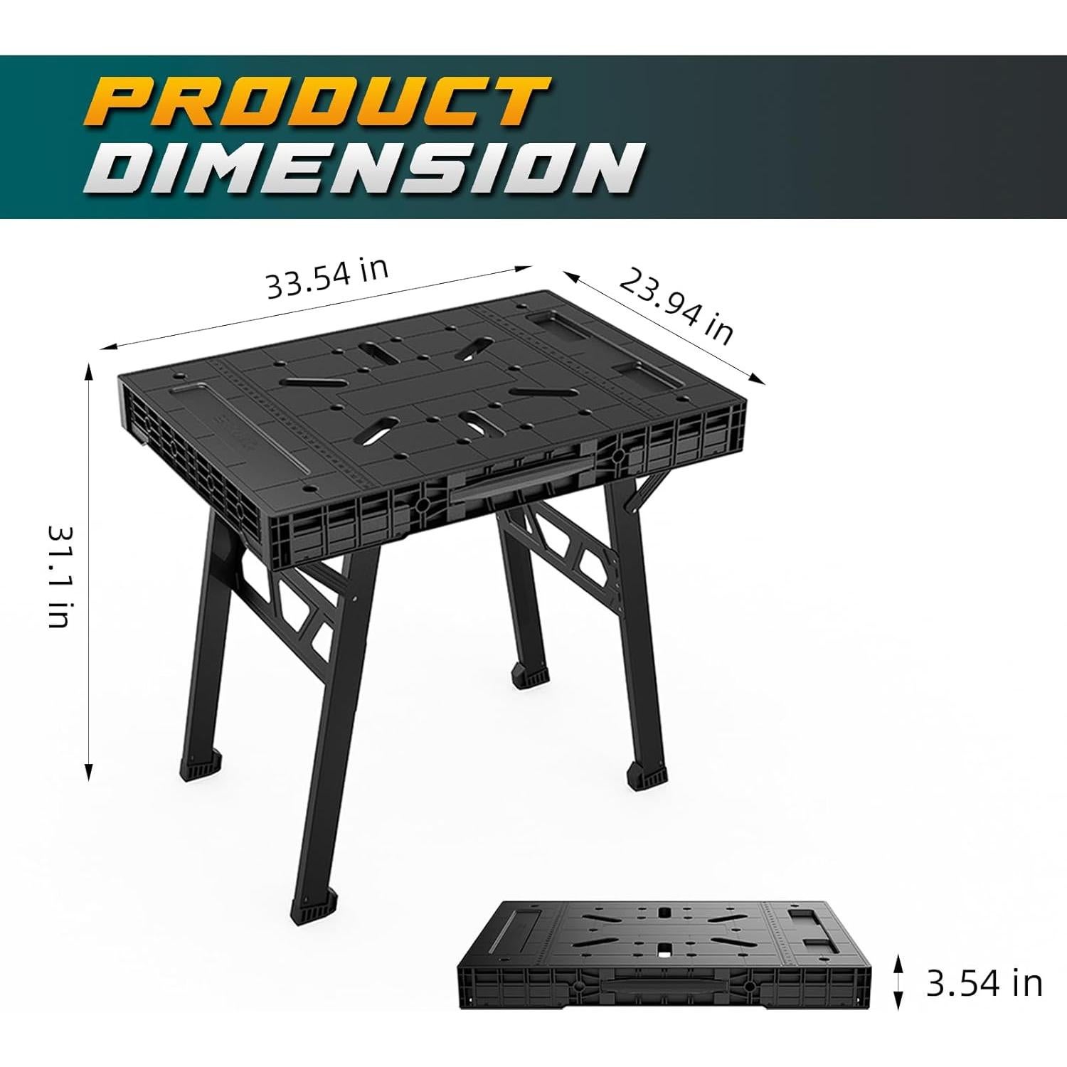 Mesa de trabajo plegable ONCUPID 86.36x63.5 cm negra