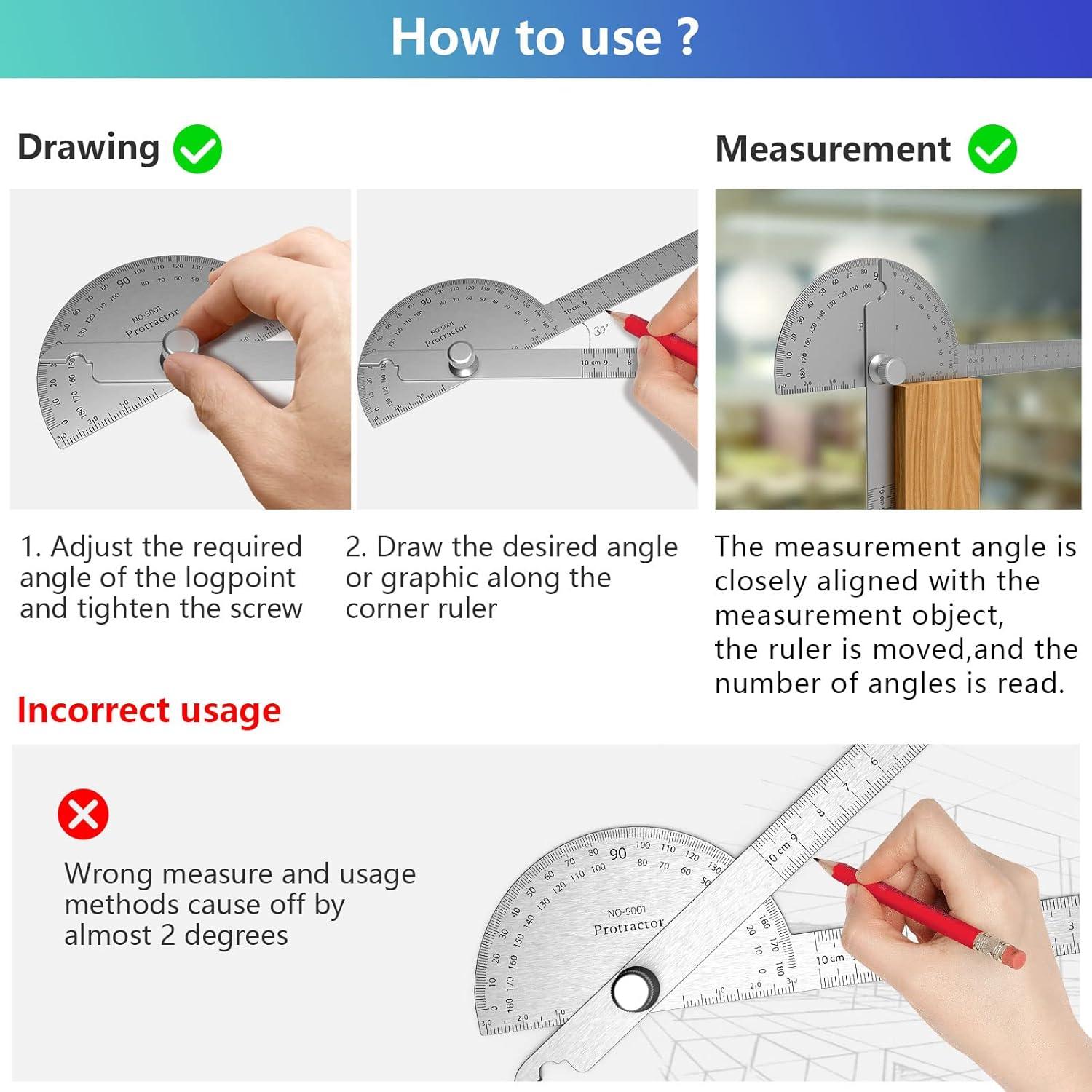Transportador de Acero Inoxidable ForoGore 10 cm 180 Grados Ajustable