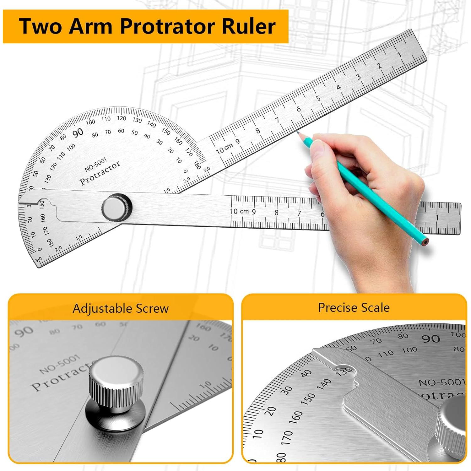 Transportador de Acero Inoxidable ForoGore 10 cm 180 Grados Ajustable