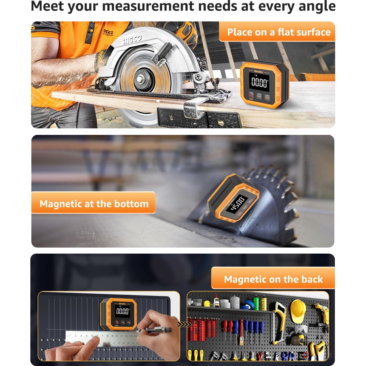 Buscador de Ángulo Digital Recargable SAVSEC, Precisión ±0.1°