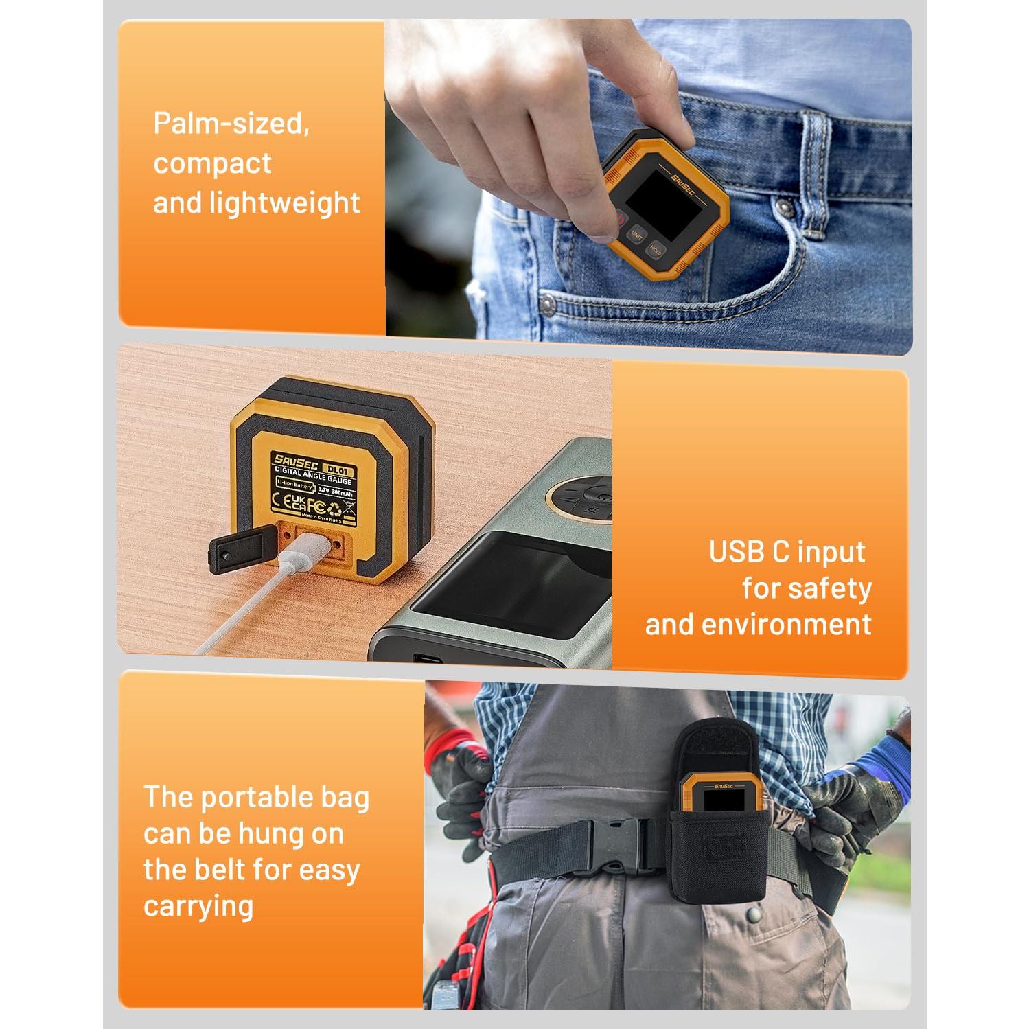 Buscador de Ángulo Digital Recargable SAVSEC, Precisión ±0.1°