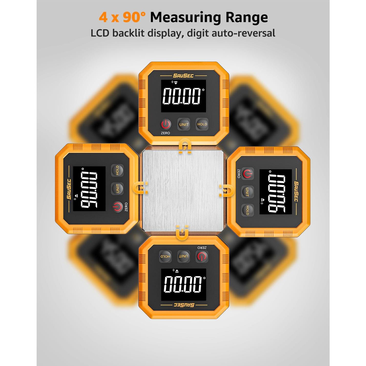 Buscador de Ángulo Digital Recargable SAVSEC, Precisión ±0.1°
