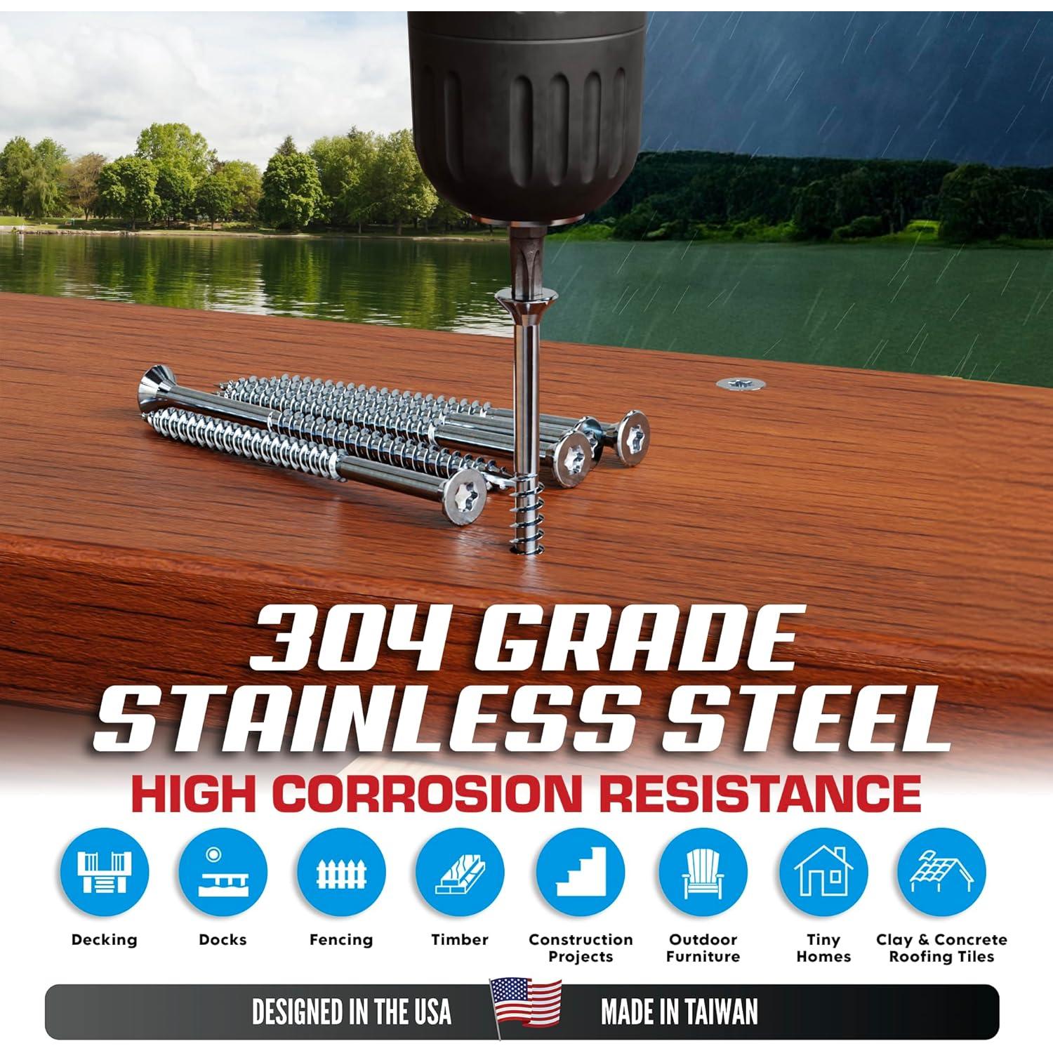 Tornillos para Deck Eagle Claw #10 x 6.35 cm Acero Inoxidable 304