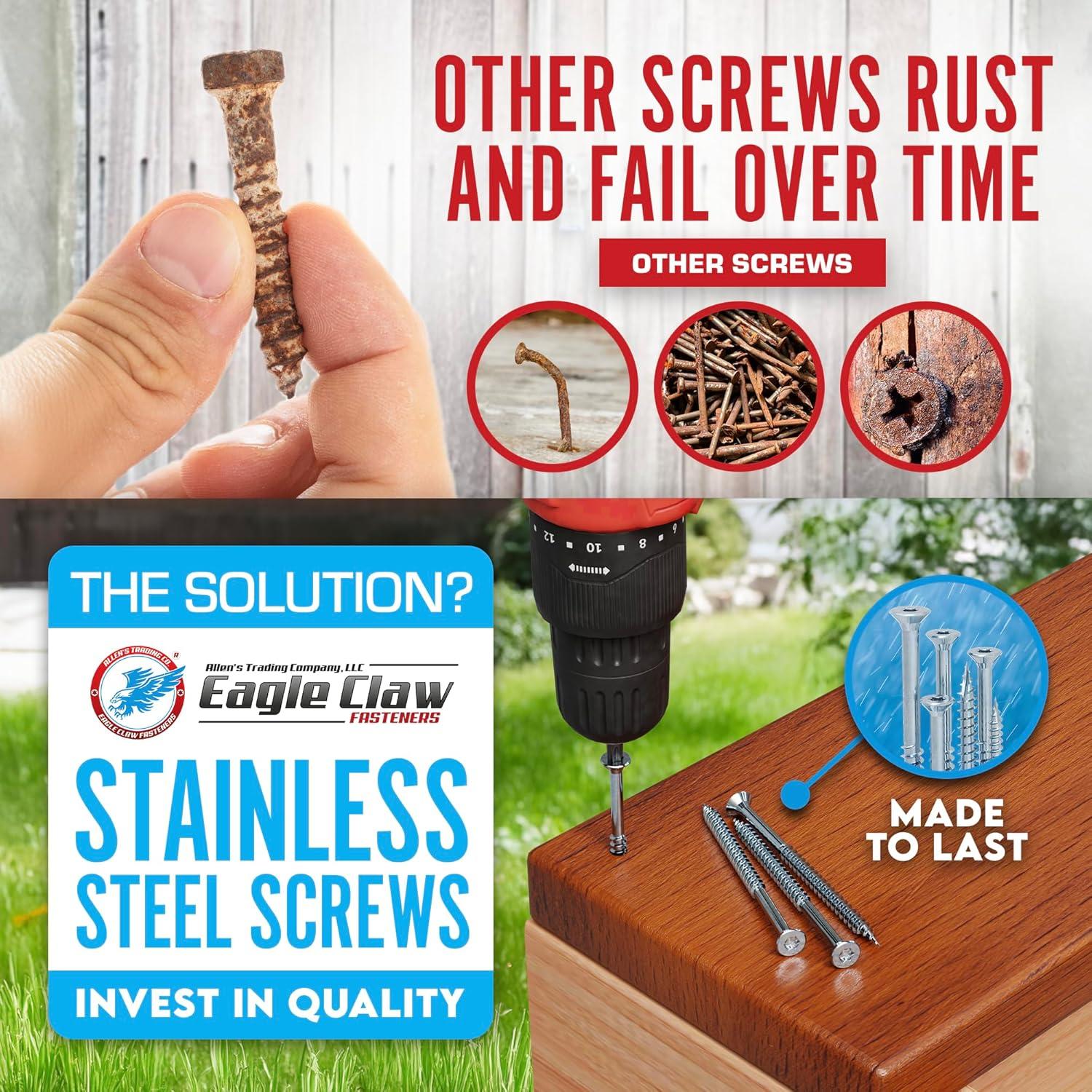 Tornillos para Deck Eagle Claw #10 x 6.35 cm Acero Inoxidable 304