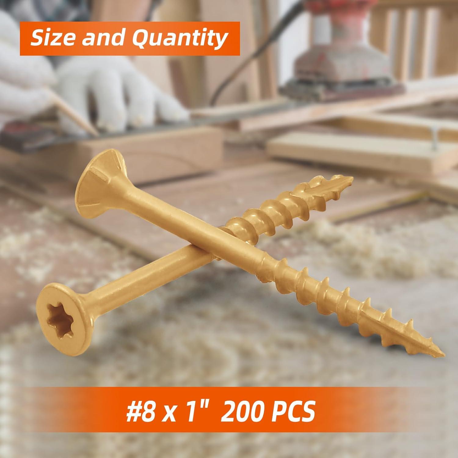 Tornillos de Madera MewuDecor #8 x 25.4 mm 200 PCS Estrella