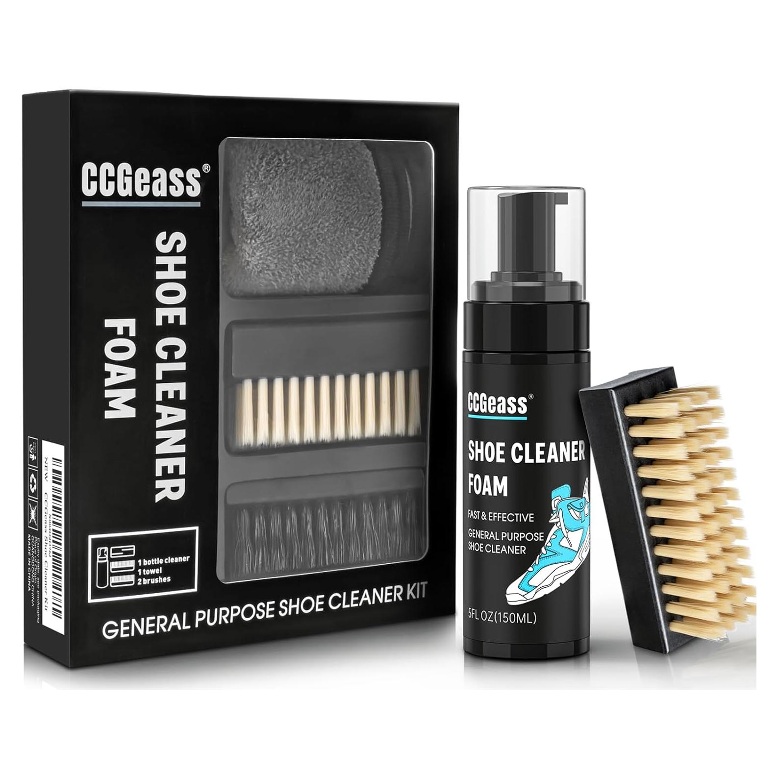 Kit de Limpiador de Zapatos CCGeass con 2 Cepillos y Toalla