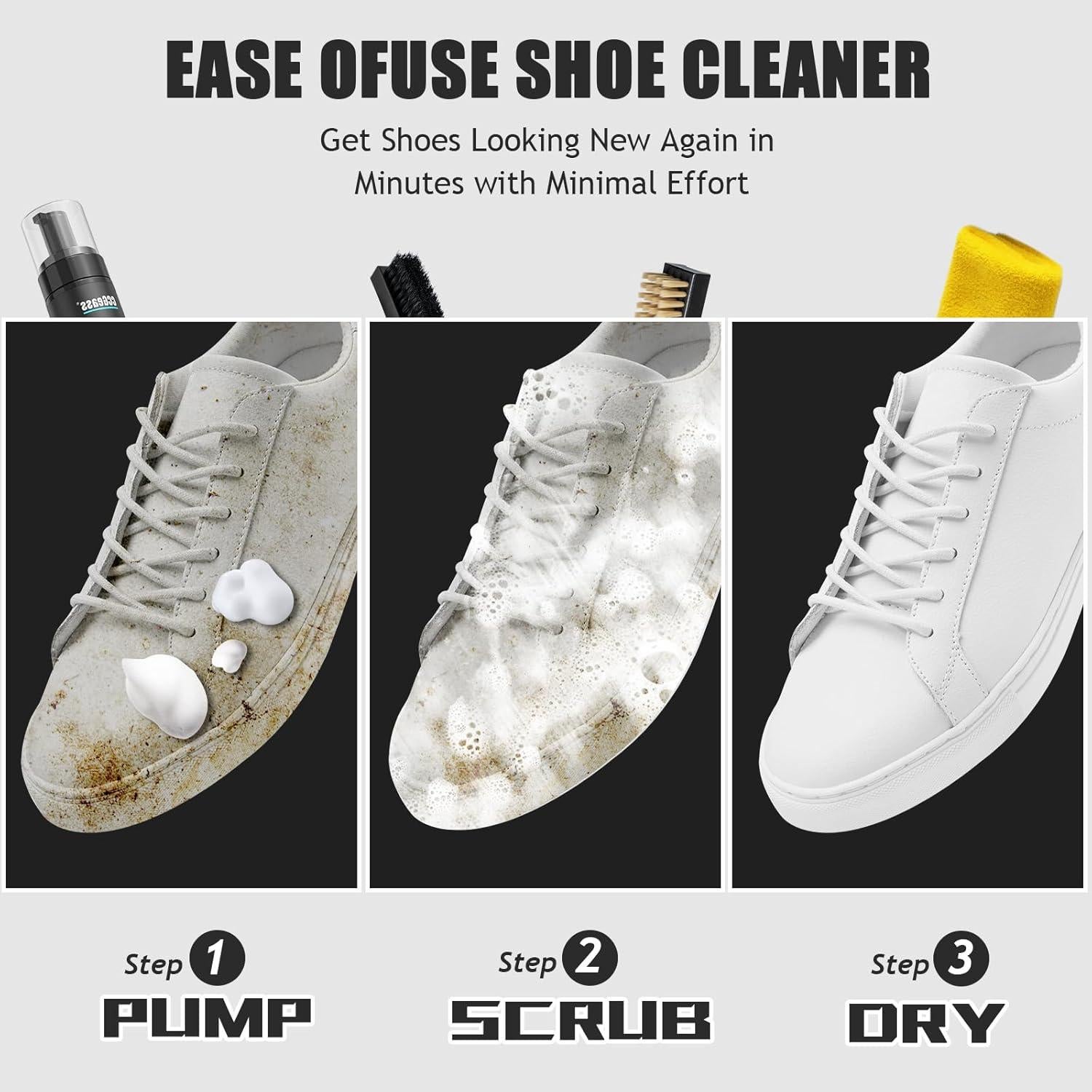 Kit de Limpiador de Zapatos CCGeass con 2 Cepillos y Toalla