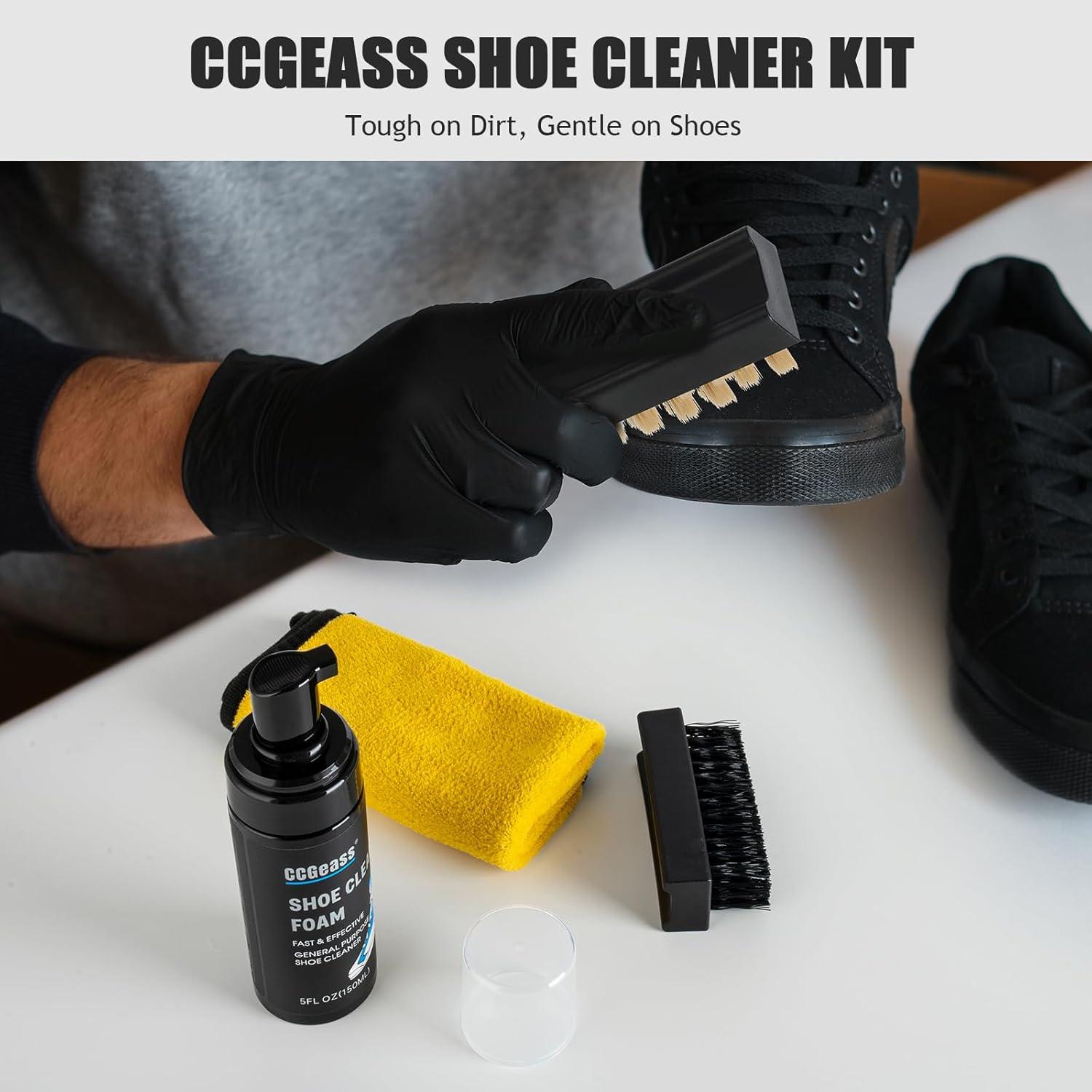 Kit de Limpiador de Zapatos CCGeass con 2 Cepillos y Toalla