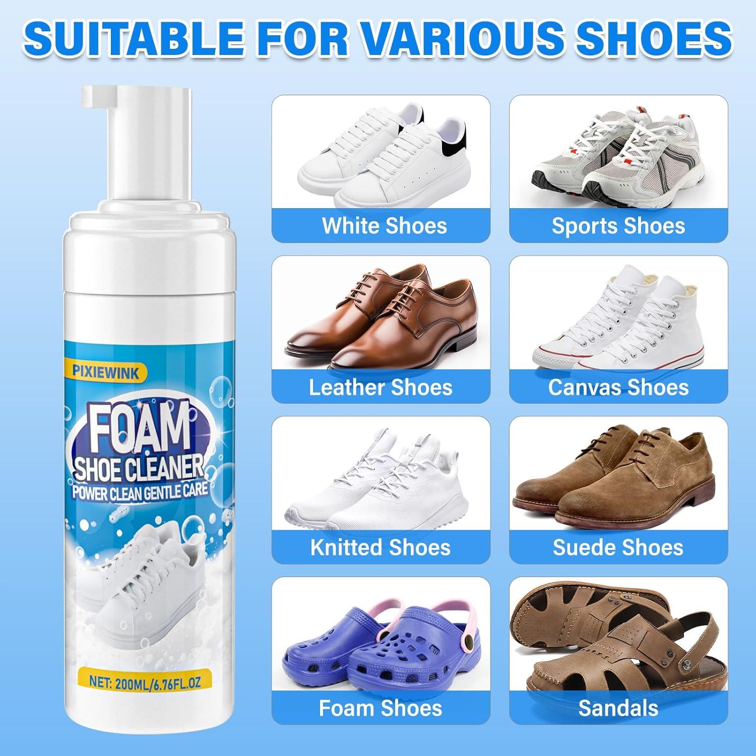 Kit de Limpieza de Zapatos PIXIEWINK 200ml con Cepillo y Toalla