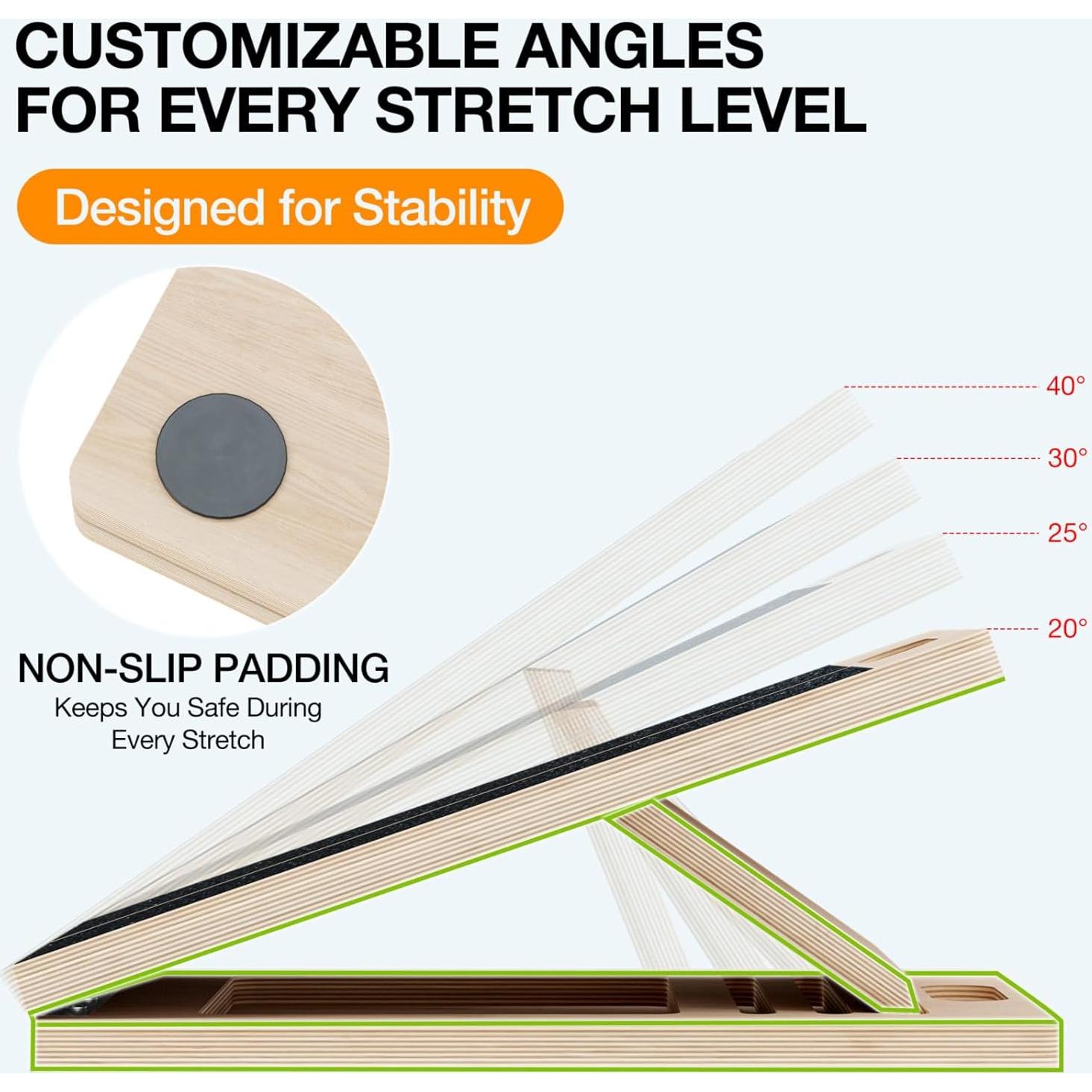 Tabla Inclinada TEMI para Estiramiento de Gemelos - Madera Natural