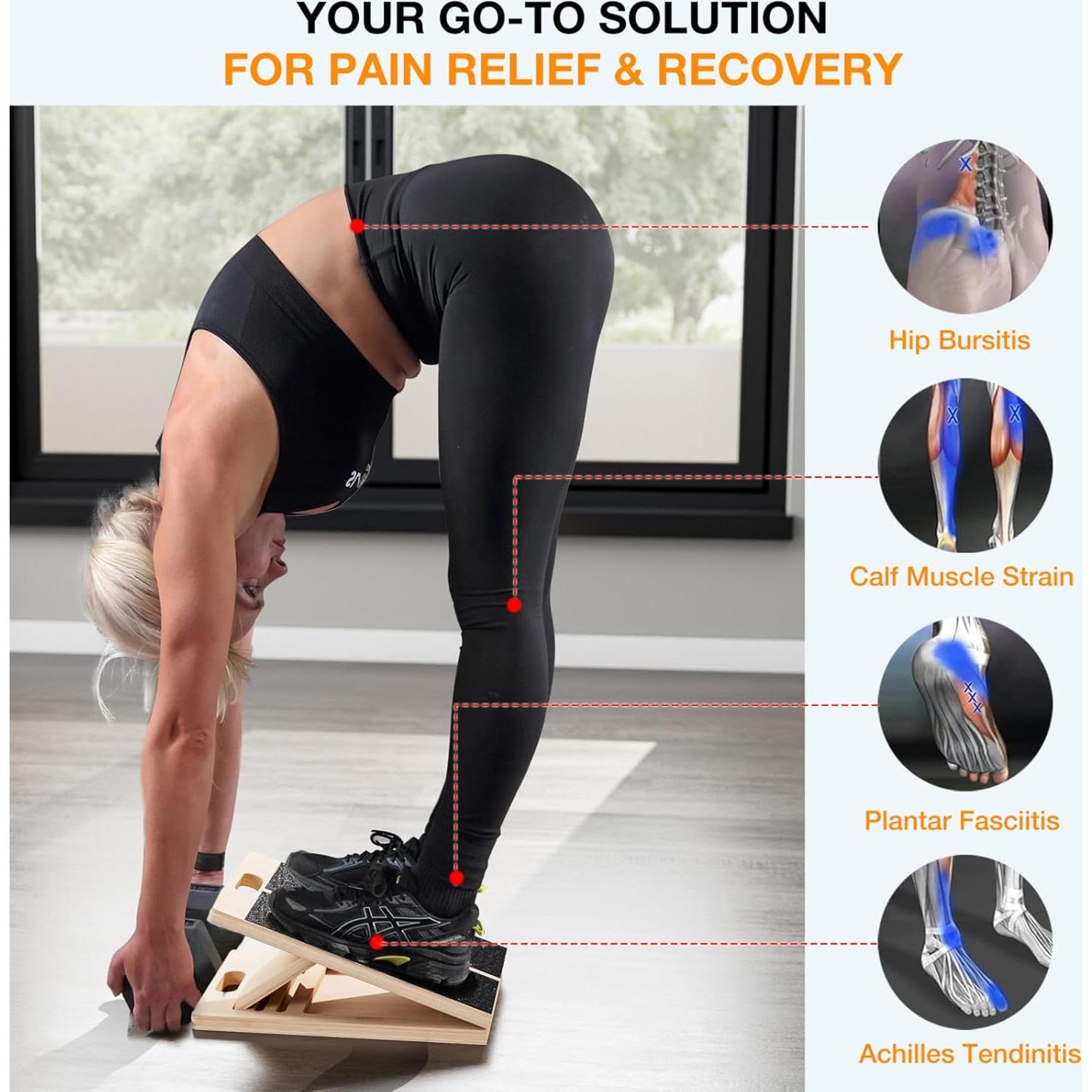 Tabla Inclinada TEMI para Estiramiento de Gemelos - Madera Natural