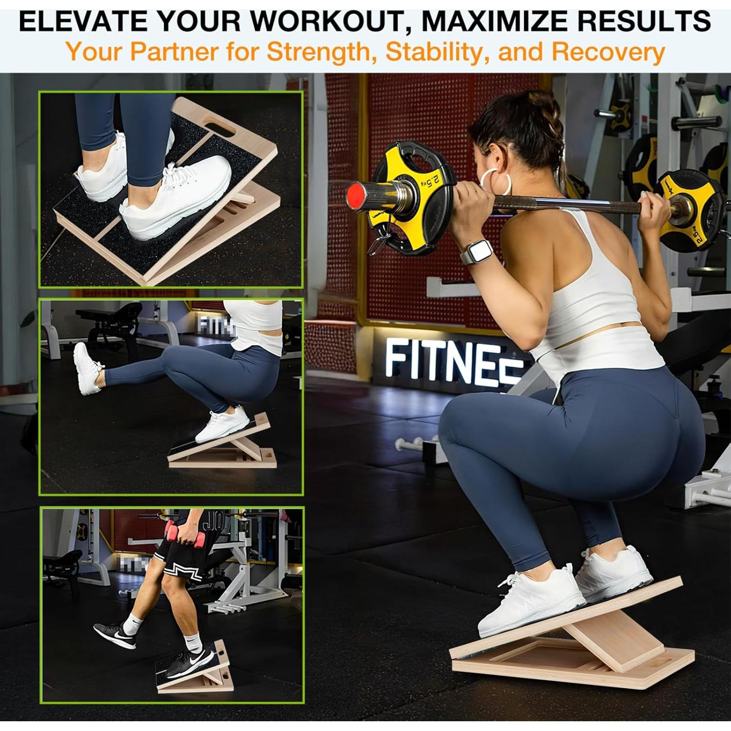 Tabla Inclinada TEMI para Estiramiento de Gemelos - Madera Natural