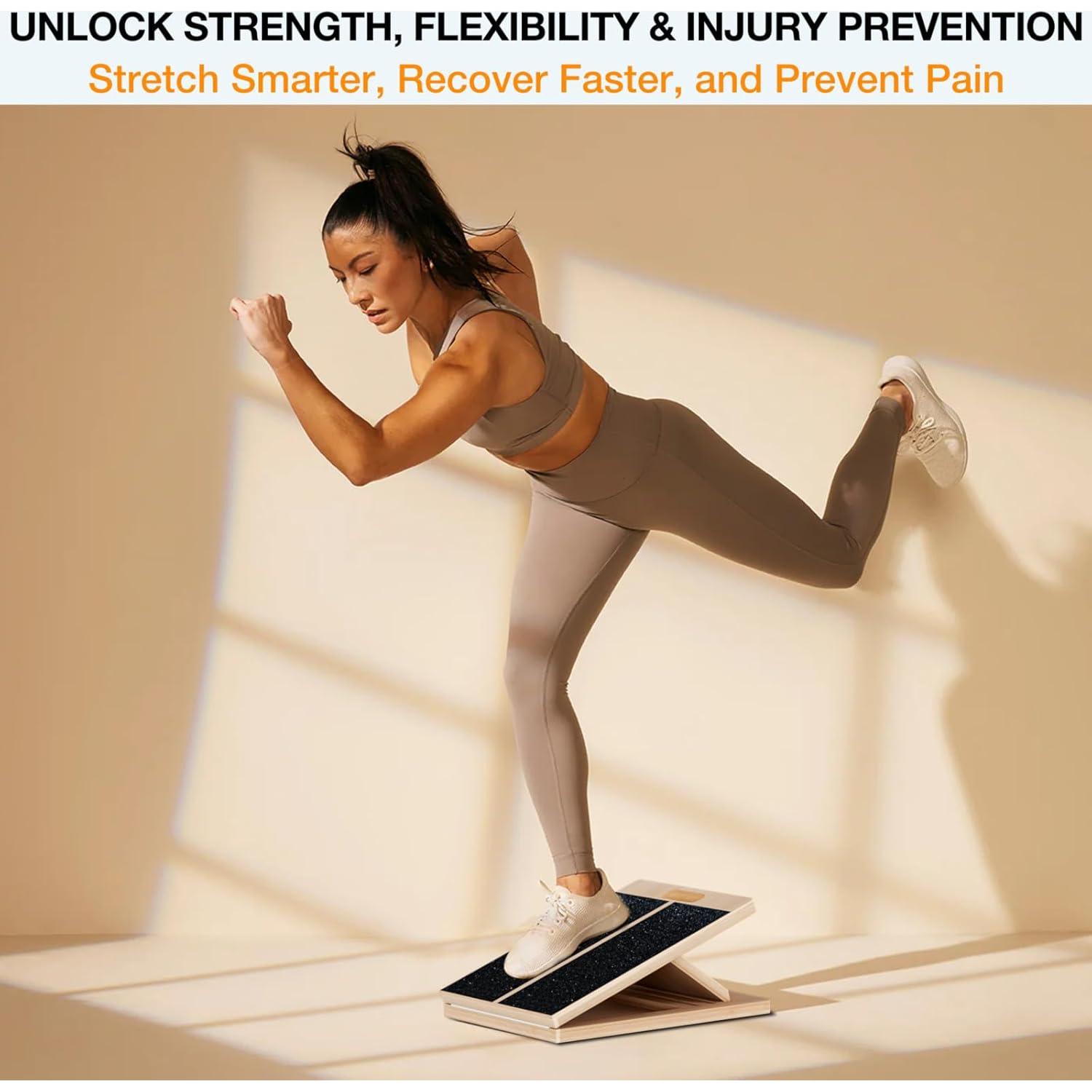 Tabla Inclinada TEMI para Estiramiento de Gemelos - Madera Natural