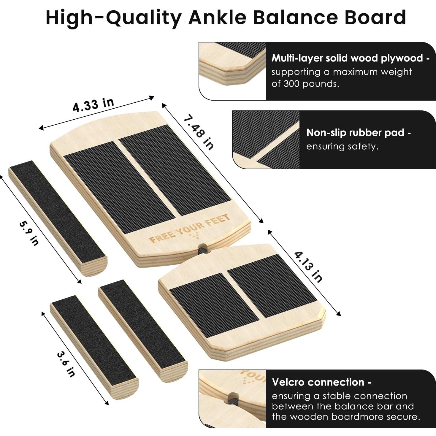 Entrenador de Fuerza para Tobillo Ptanexx - Tabla de Equilibrio 33x13cm