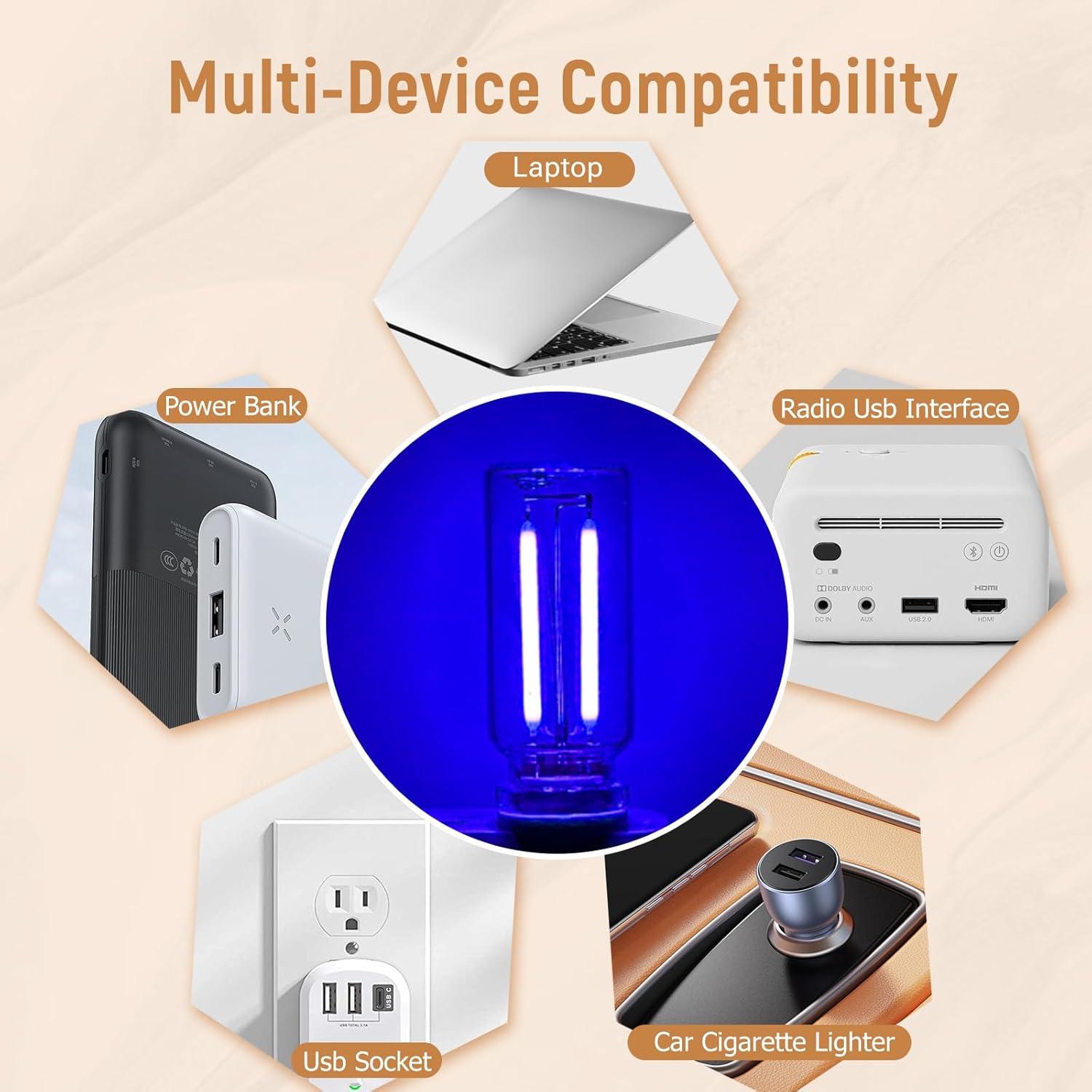 2 Luces Ambientales Retro USB Noxozoqm LED Táctil 6 Colores