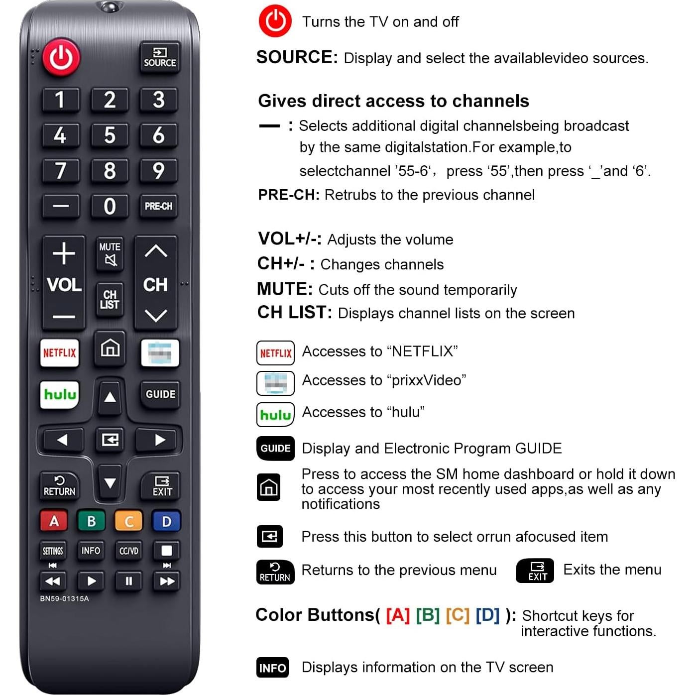 Control Remoto Universal Samsung para Televisores Smart 4K 8K