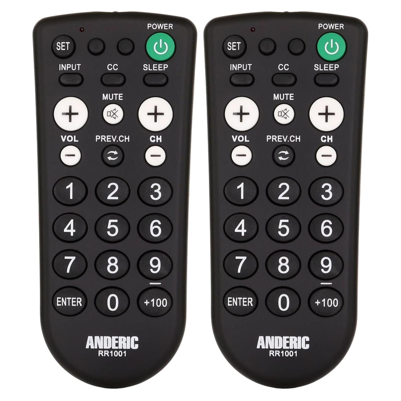 Control Remoto Universal Anderic RR1001 para TV - 2 Paquete