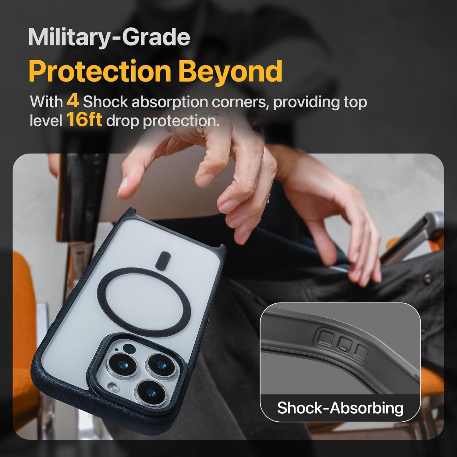 Funda MAGEASY para iPhone 16 Plus 6.7" con Correa Negra