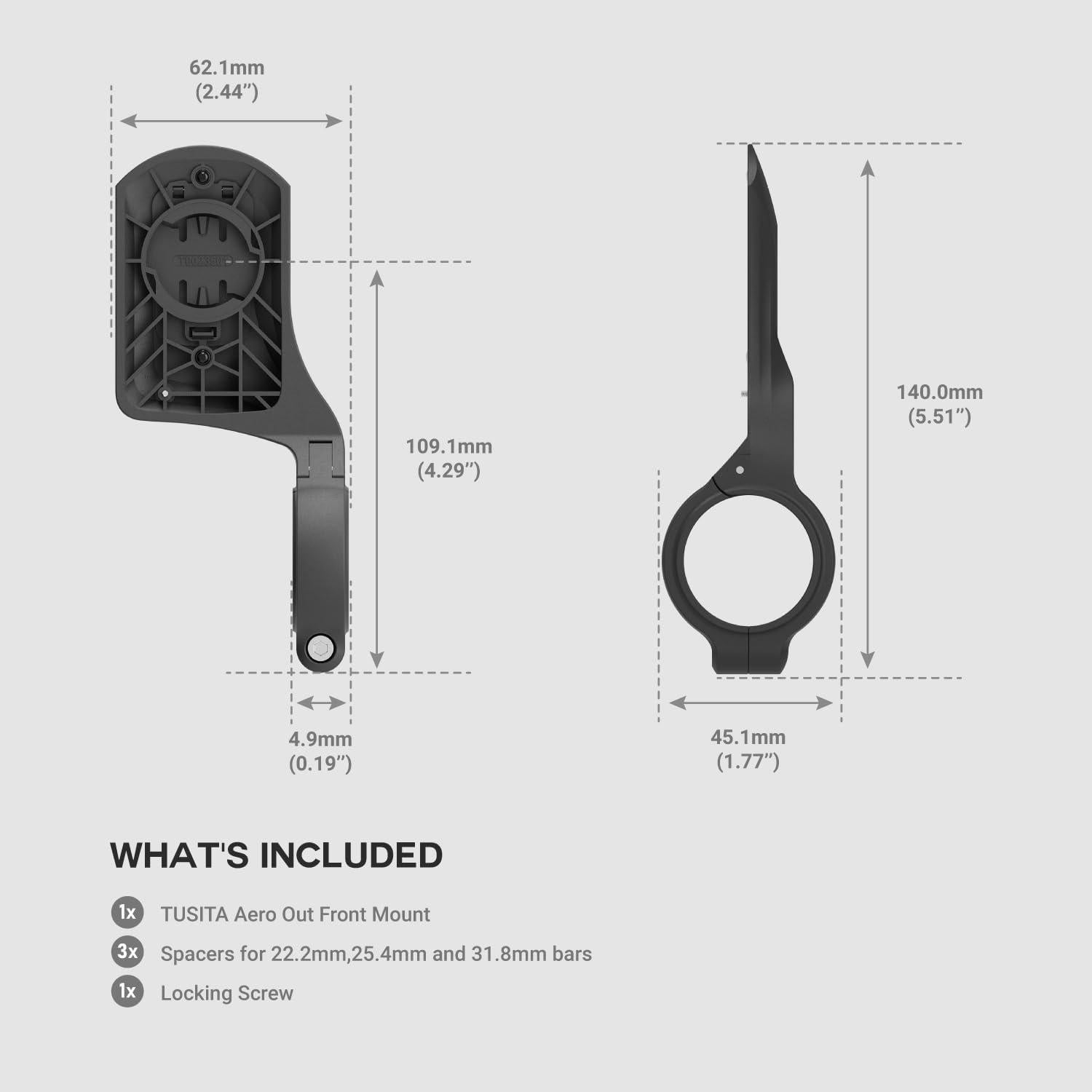 Soporte TUSITA Aero Out Front para ELEMNT ROAM y BOLT 3