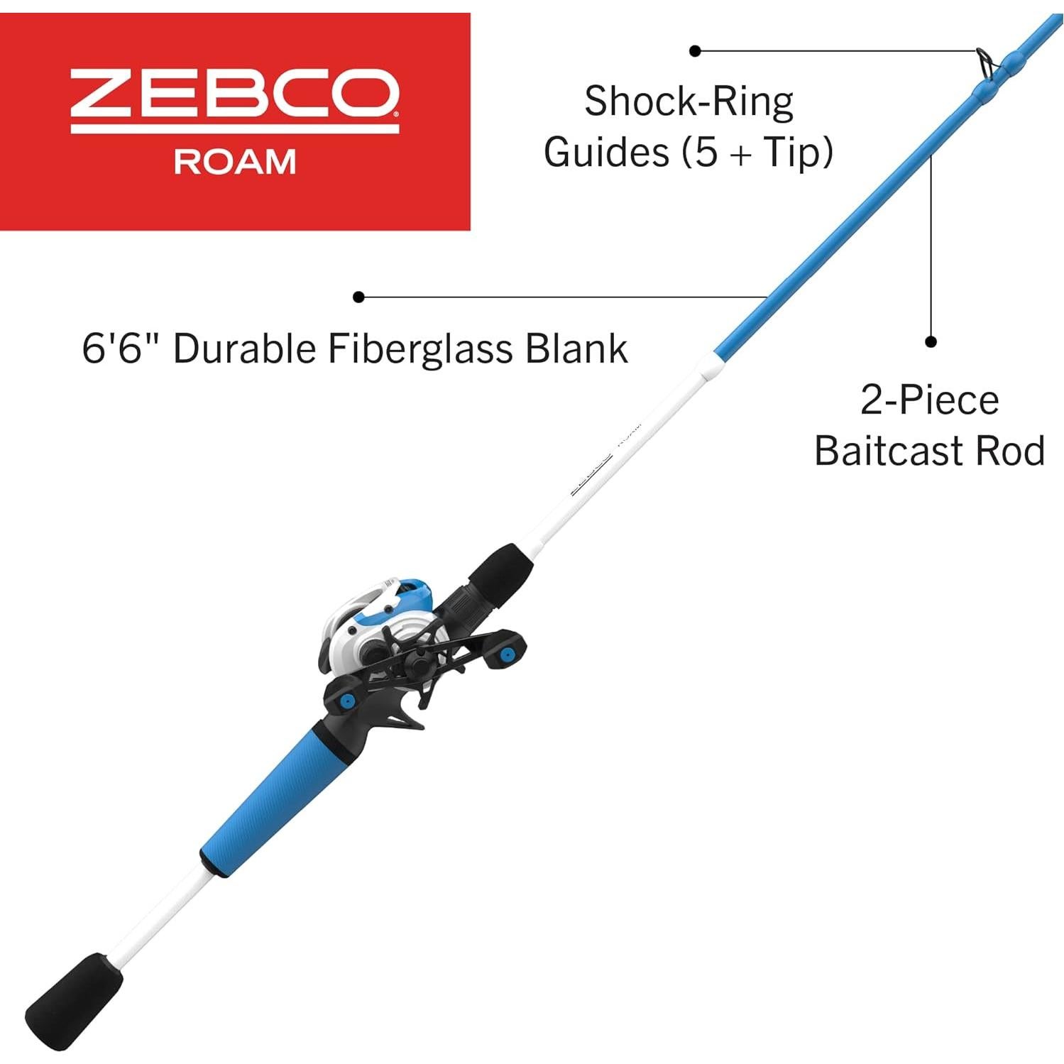 Combo de Caña de Pesca Zebco Roam 6.6' y Carrete Baitcast