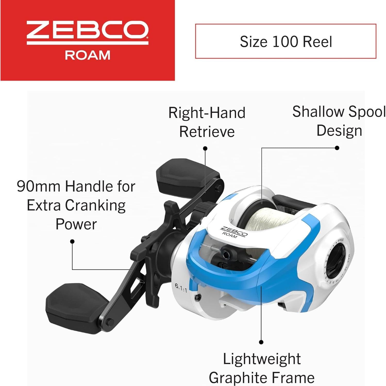 Combo de Caña de Pesca Zebco Roam 6.6' y Carrete Baitcast