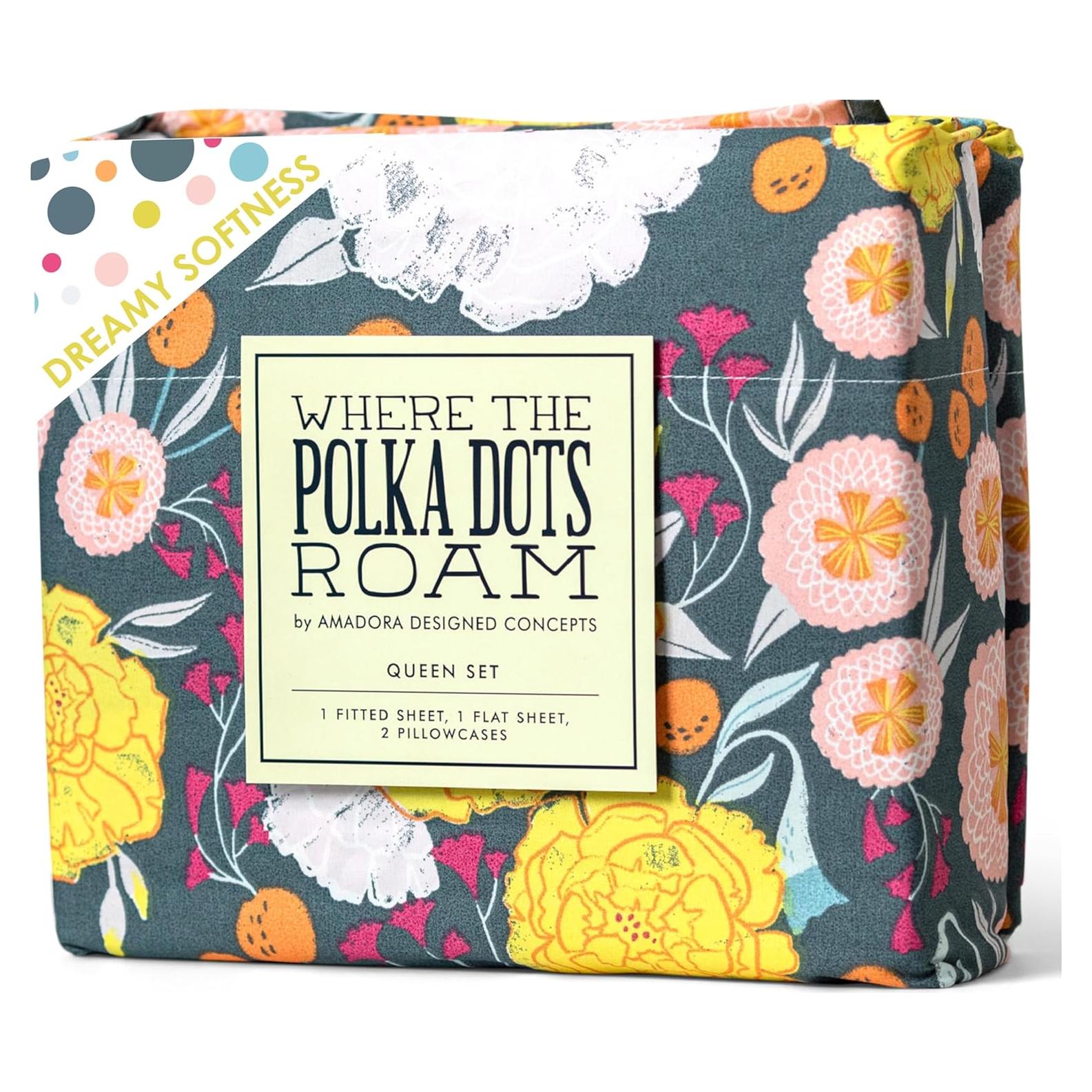 Juego de Sábanas Completo Donde los Lunares Vagan Floral