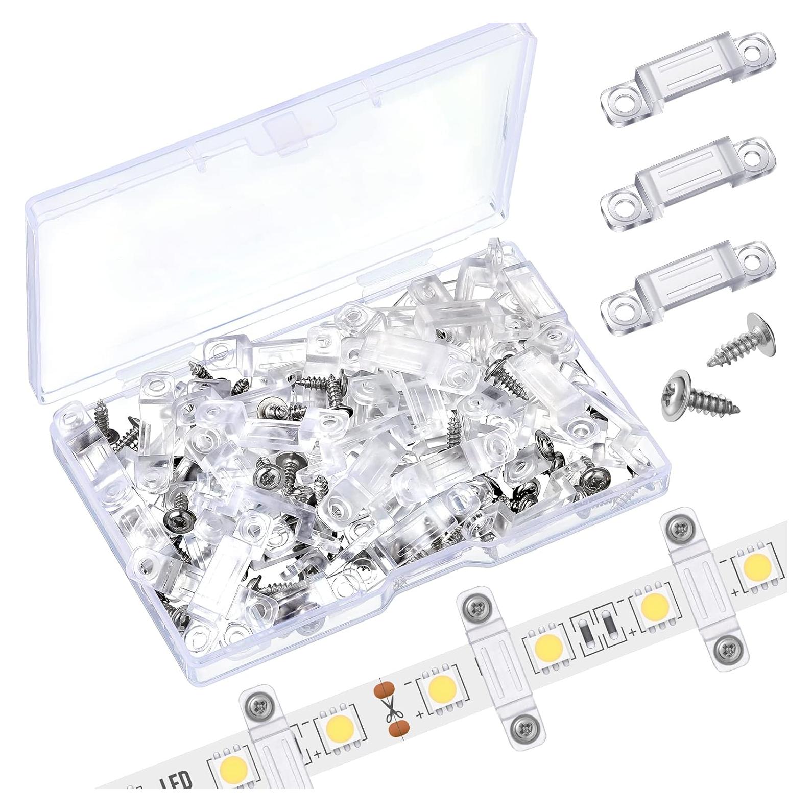 Soportes de Montaje Qunclay para Tiras LED 12 mm - 100 Clips y Tornillos
