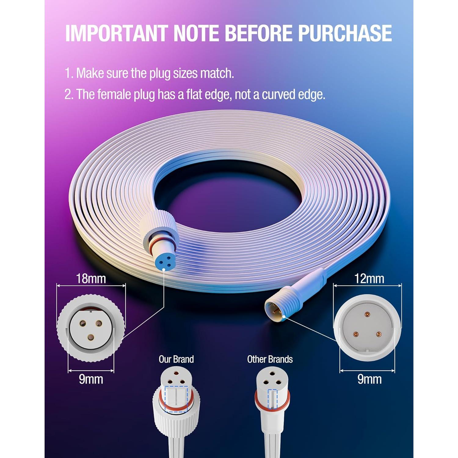 Cable de Extensión de 3m Govee IP68 para Luces Exteriores