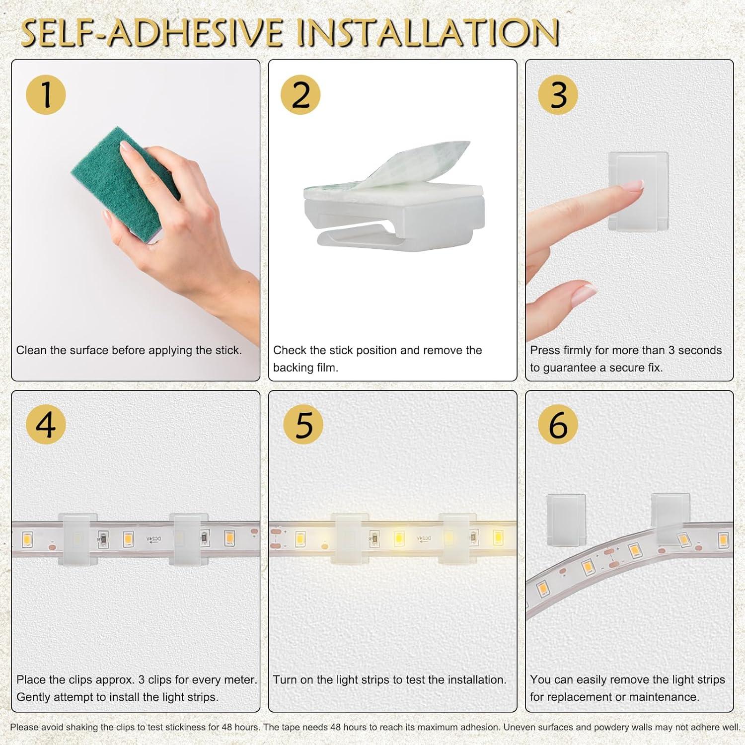 Clips de Montaje GooChan para Tiras de Luz 10mm - Paquete 100