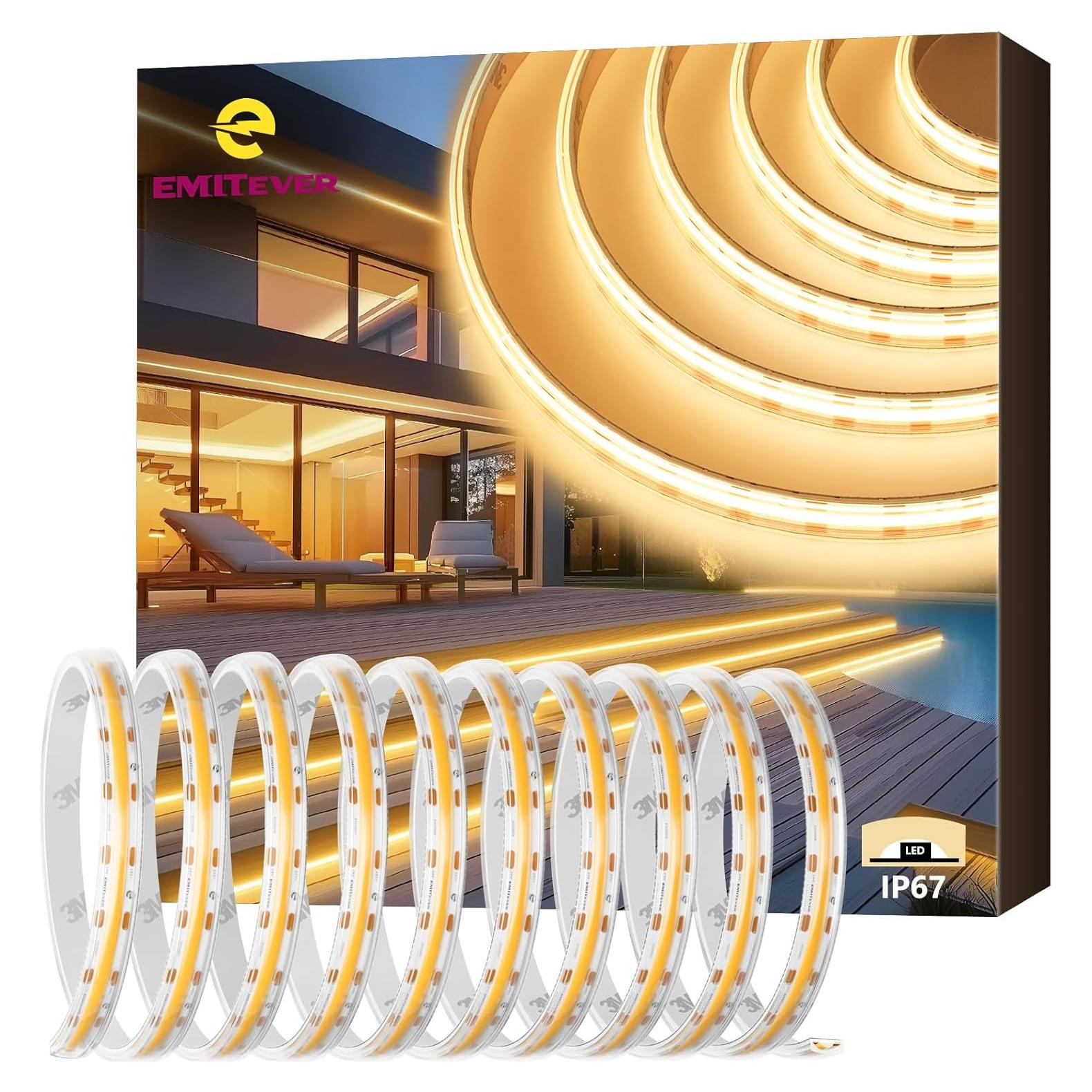 Tira de Luz LED COB 5m EMITEVER 2700K IP67 Regulable