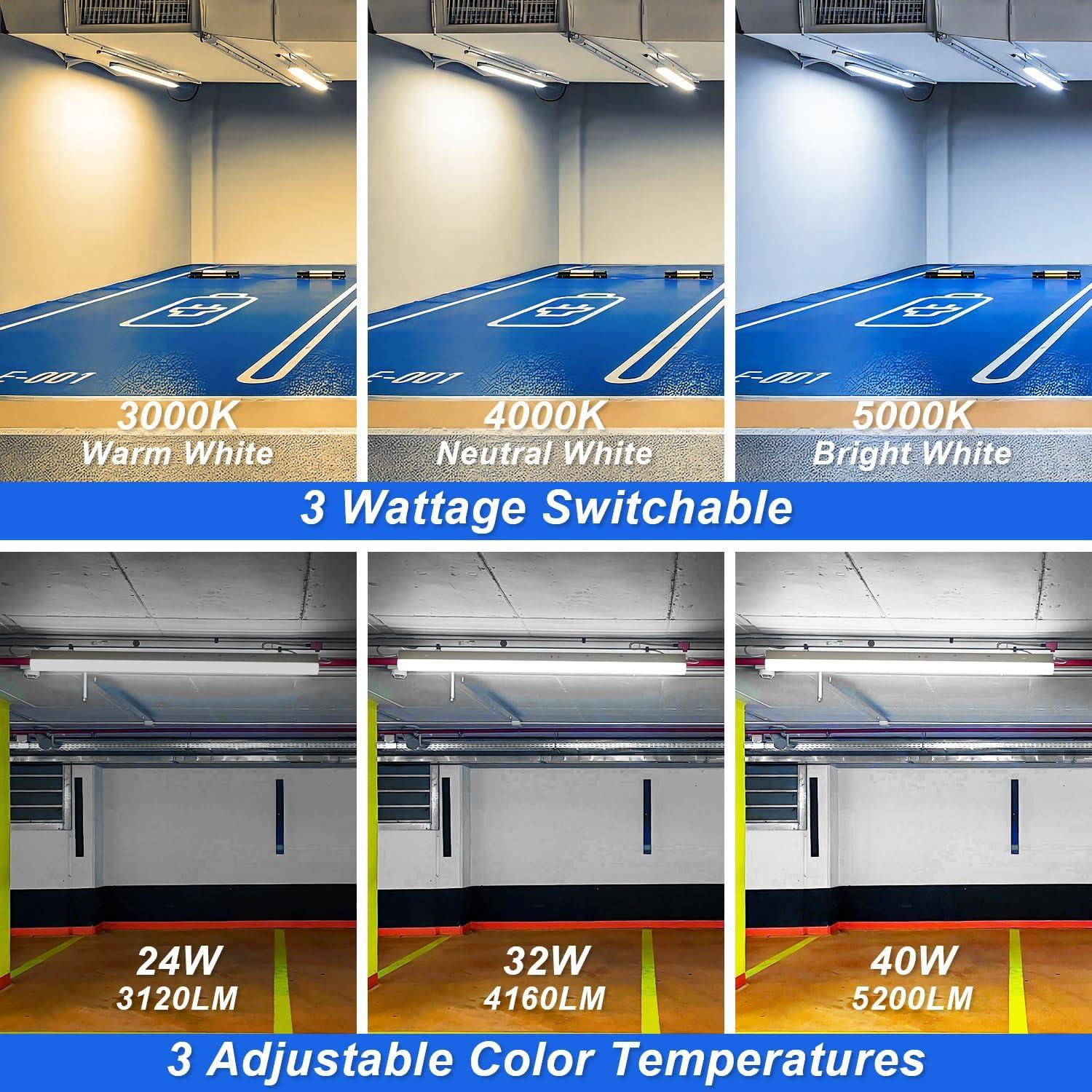 Luces de tira LED 4 pies regulables 24W/32W/40W 3500K-5000K