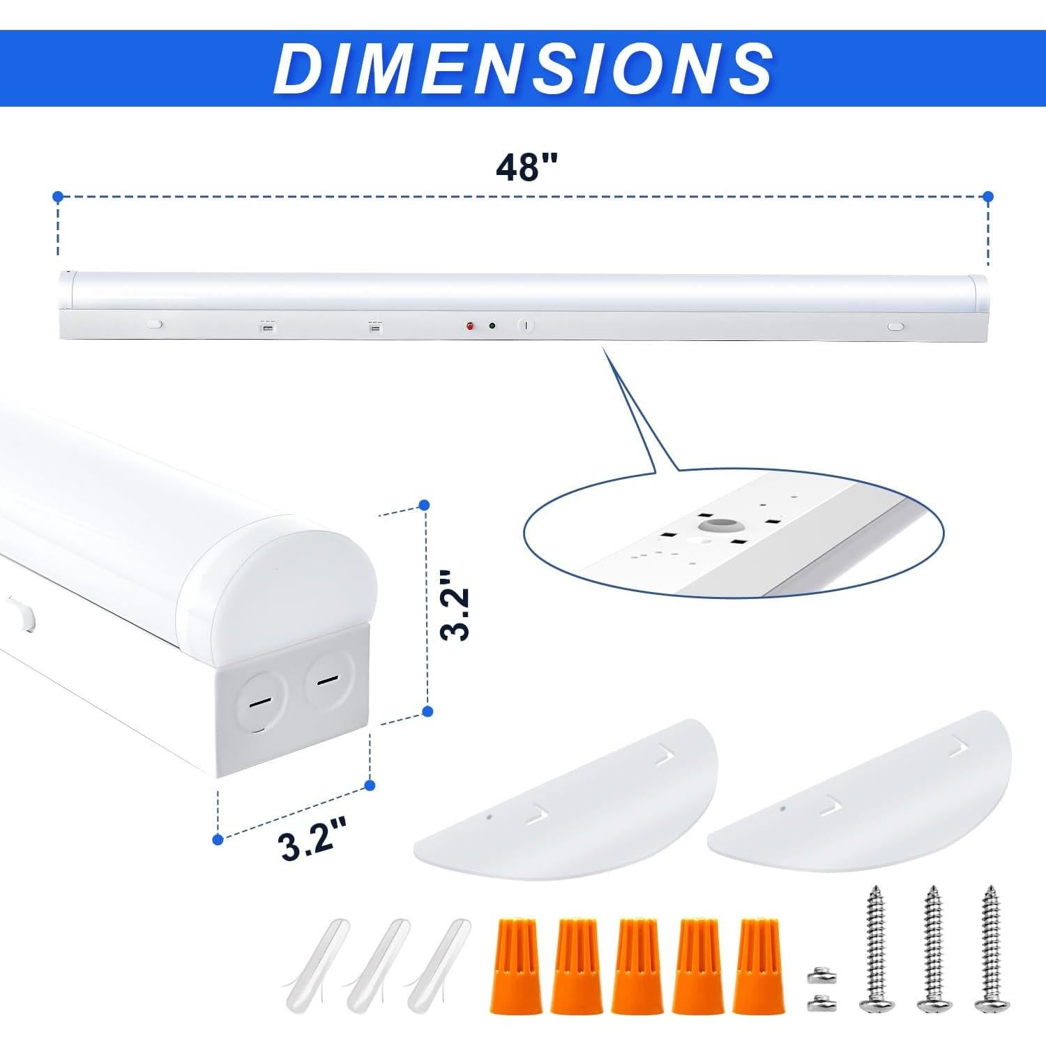 Luces de tira LED 4 pies regulables 24W/32W/40W 3500K-5000K