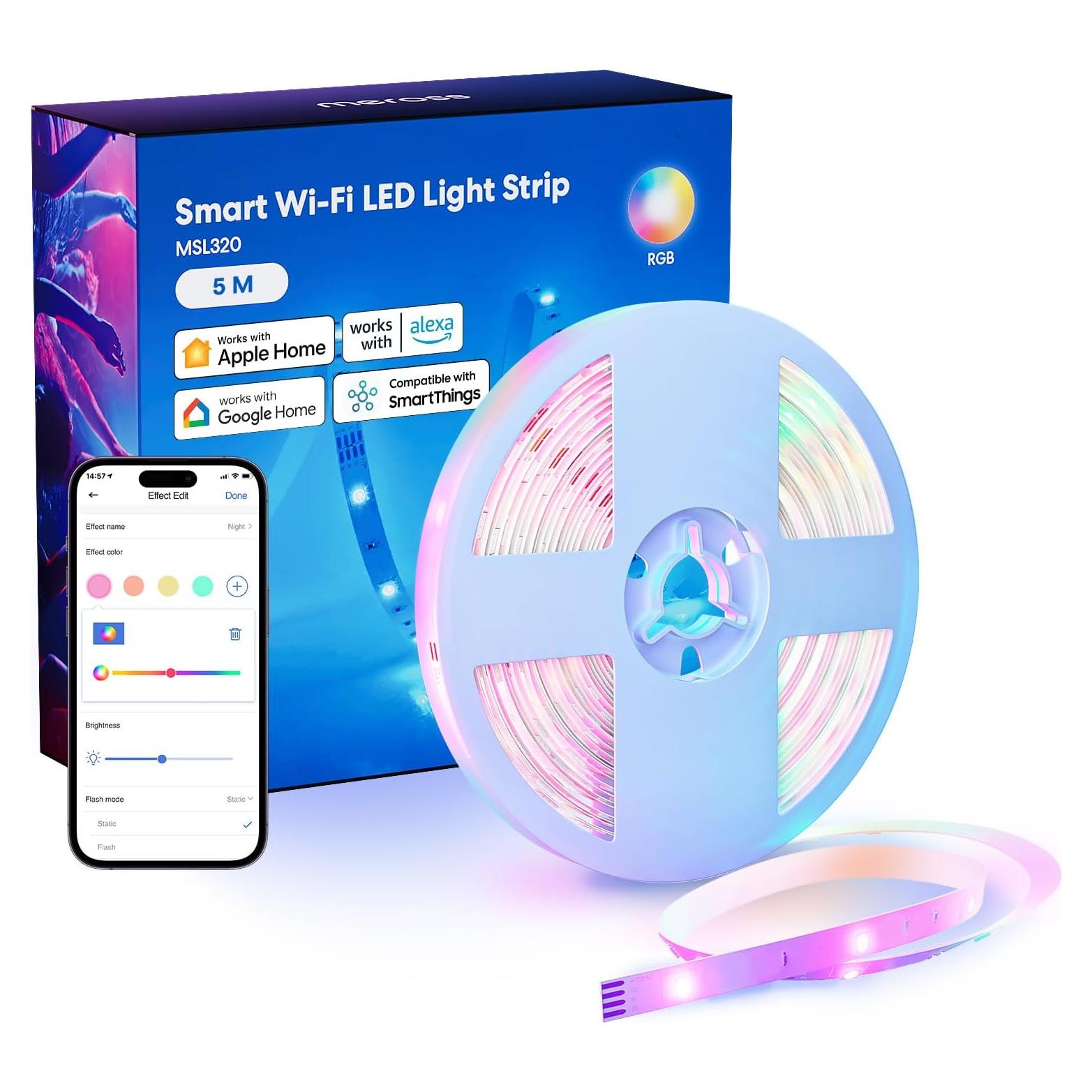 Tira LED Inteligente Meross 5m RGB HomeKit Control Voz