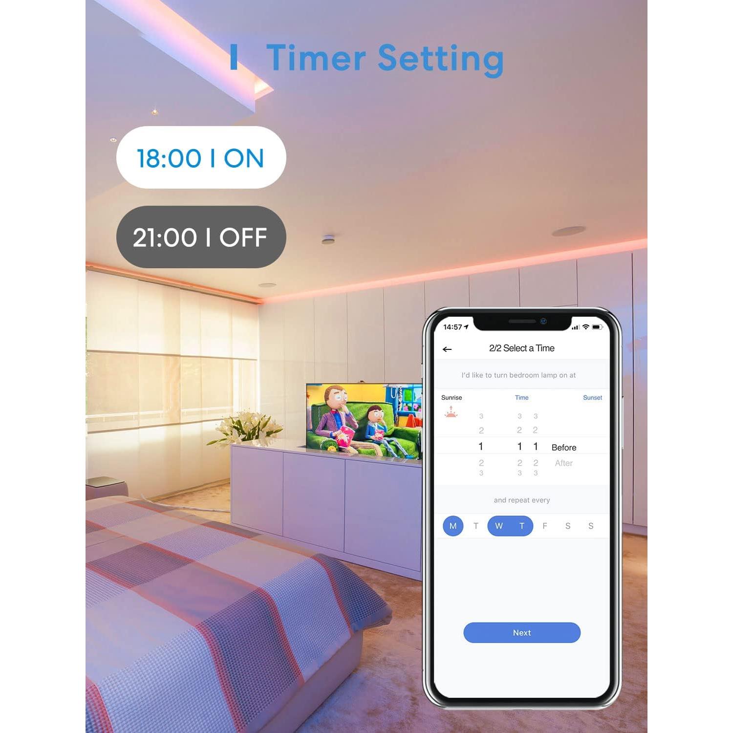 Tira LED Inteligente Meross 5m RGB HomeKit Control Voz