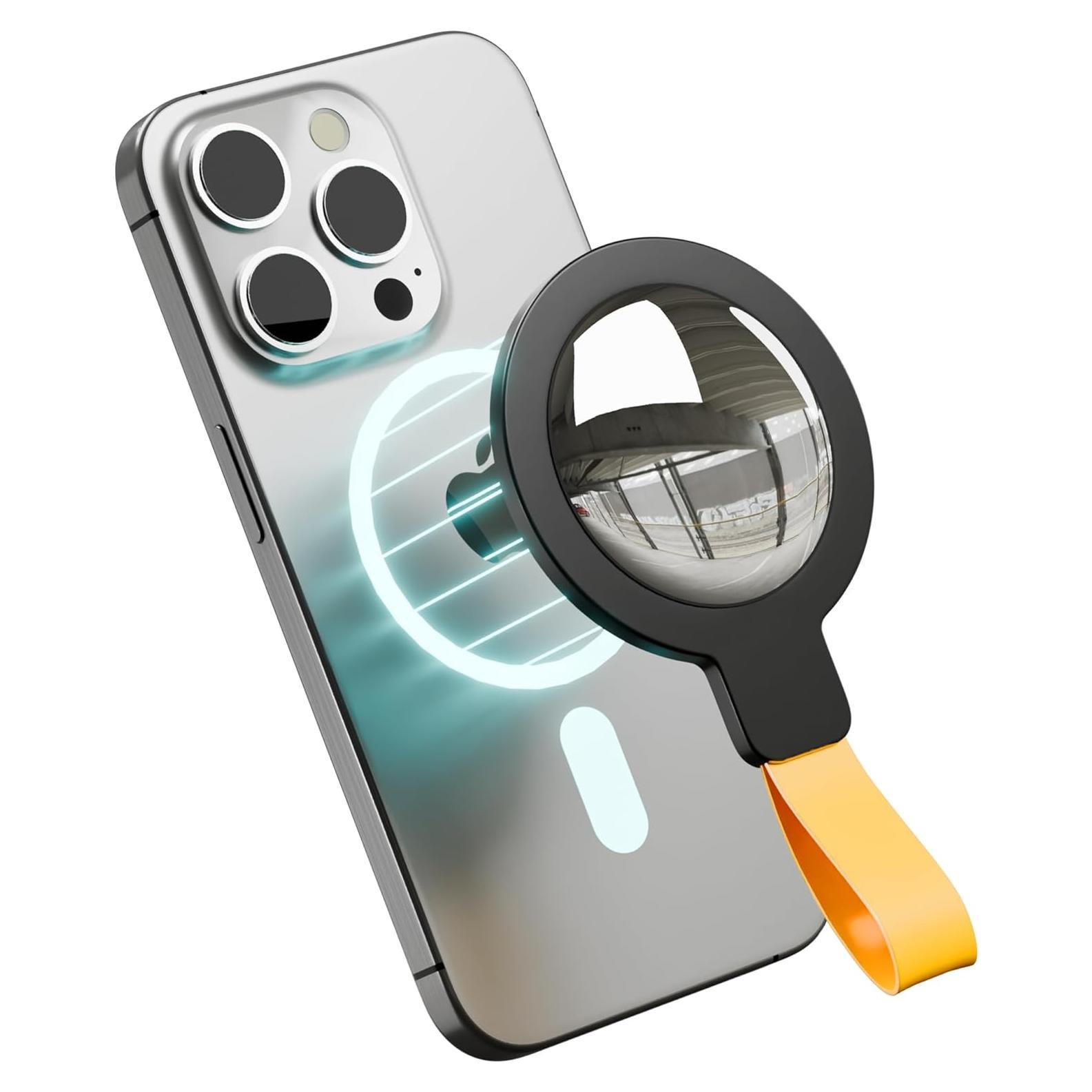 Espejo de Selfie Magnético CHOWDOLANG 11.4x5.6cm Negro Amarillo