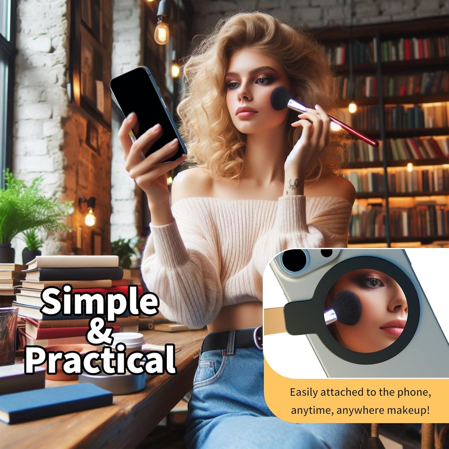 Espejo de Selfie Magnético CHOWDOLANG 11.4x5.6cm Negro Amarillo