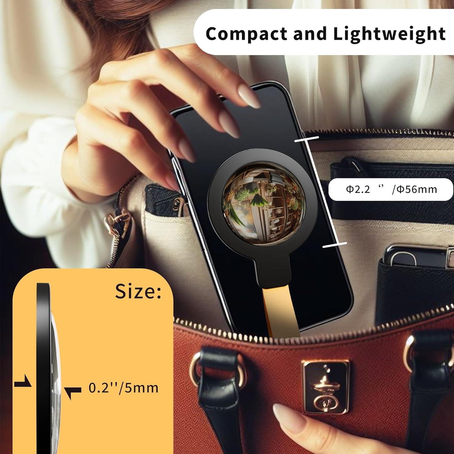 Espejo de Selfie Magnético CHOWDOLANG 11.4x5.6cm Negro Amarillo