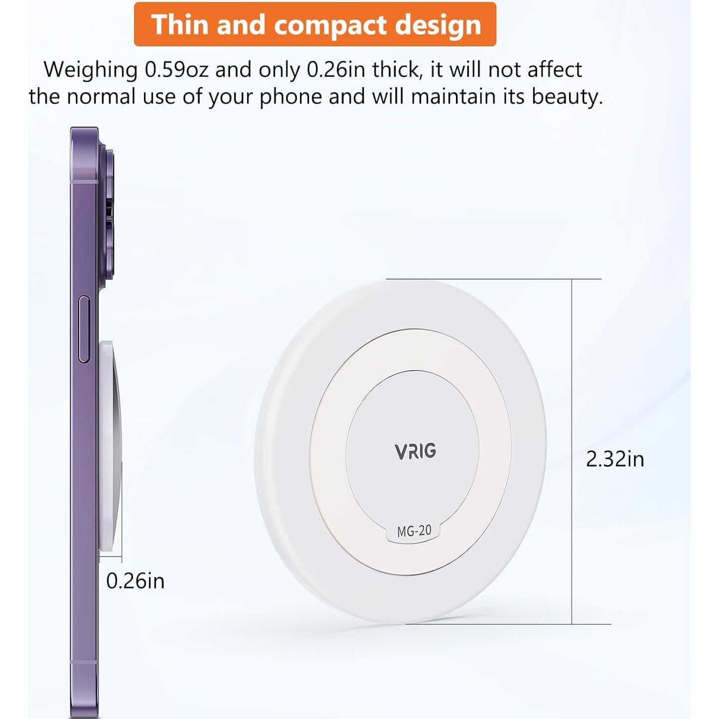 Espejo de Selfie Magnético VRIG MG-20 Convexo para iPhone y Teléfonos