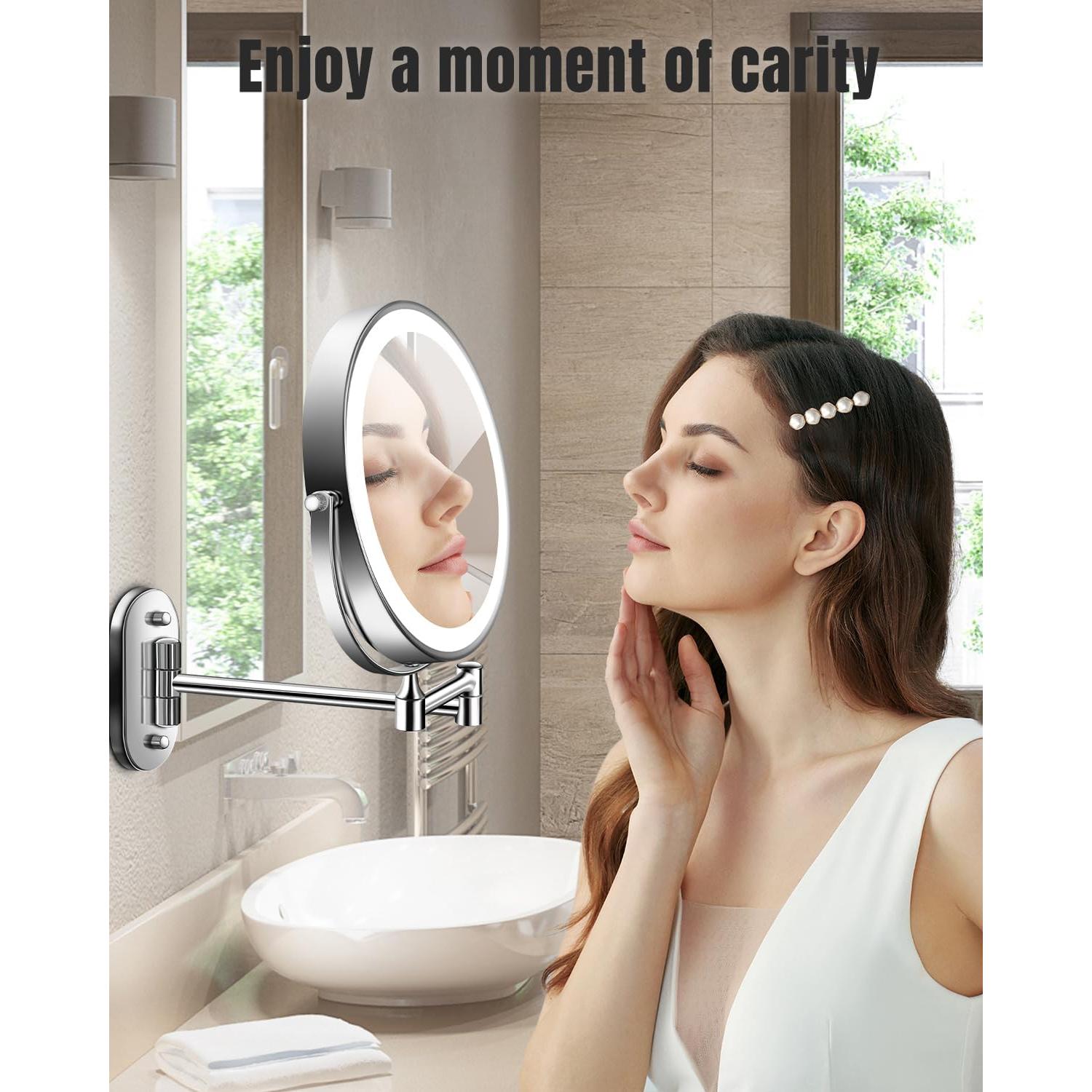 Espejo de Maquillaje Iluminado VFD 30X/1X Montaje Pared Cromo