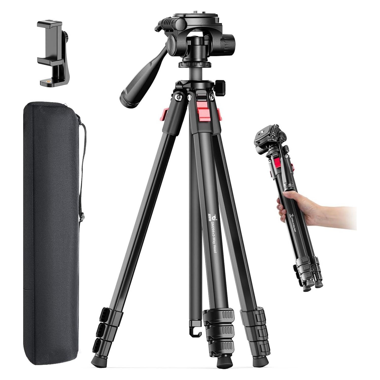 Trípode de Cámara JOBFRI SM294, Aluminio, 1.12 kg, Negro