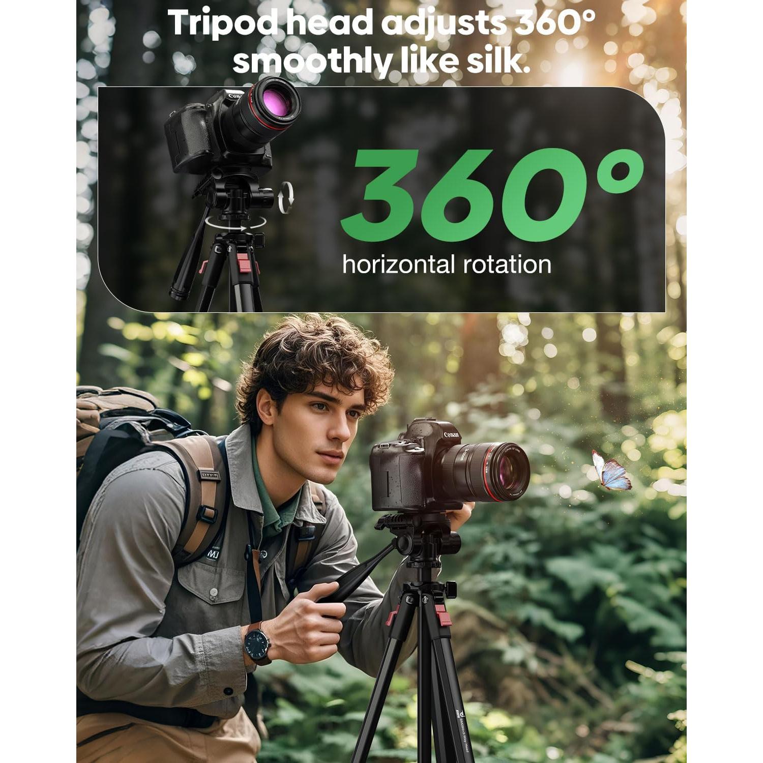 Trípode de Cámara JOBFRI SM294, Aluminio, 1.12 kg, Negro