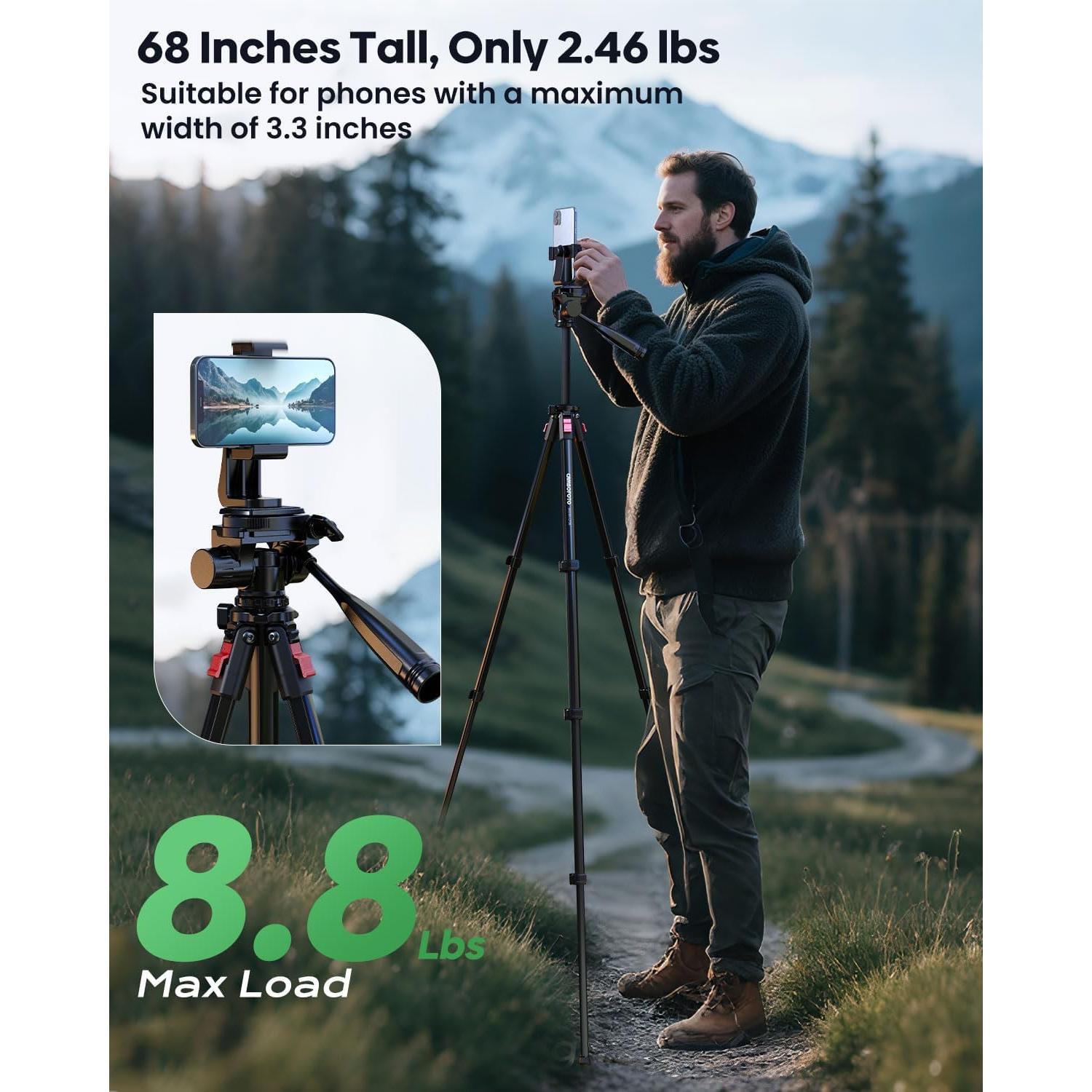 Trípode de Cámara JOBFRI SM294, Aluminio, 1.12 kg, Negro