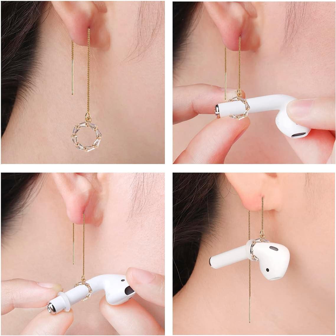 Pendientes Guran Anti-Pérdida Circonita Dorada para Auriculares