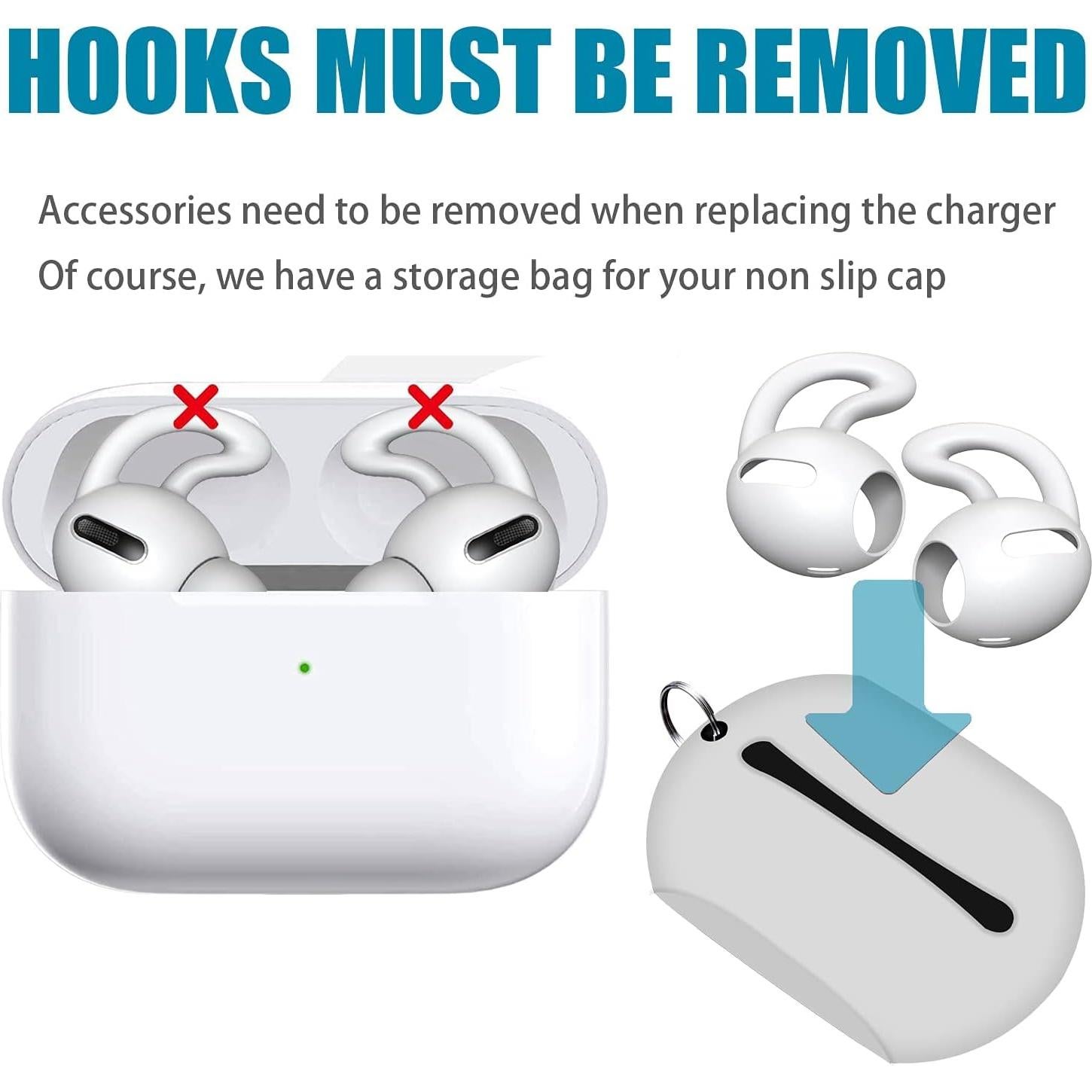 6 Pares de Tapas de Silicona para AirPods Pro + Funda