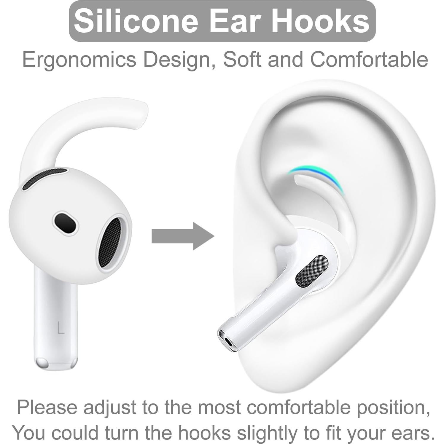 5 Pares de Ganchos Ergonómicos de Silicona IiEXCEL para AirPods 4 - Blanco