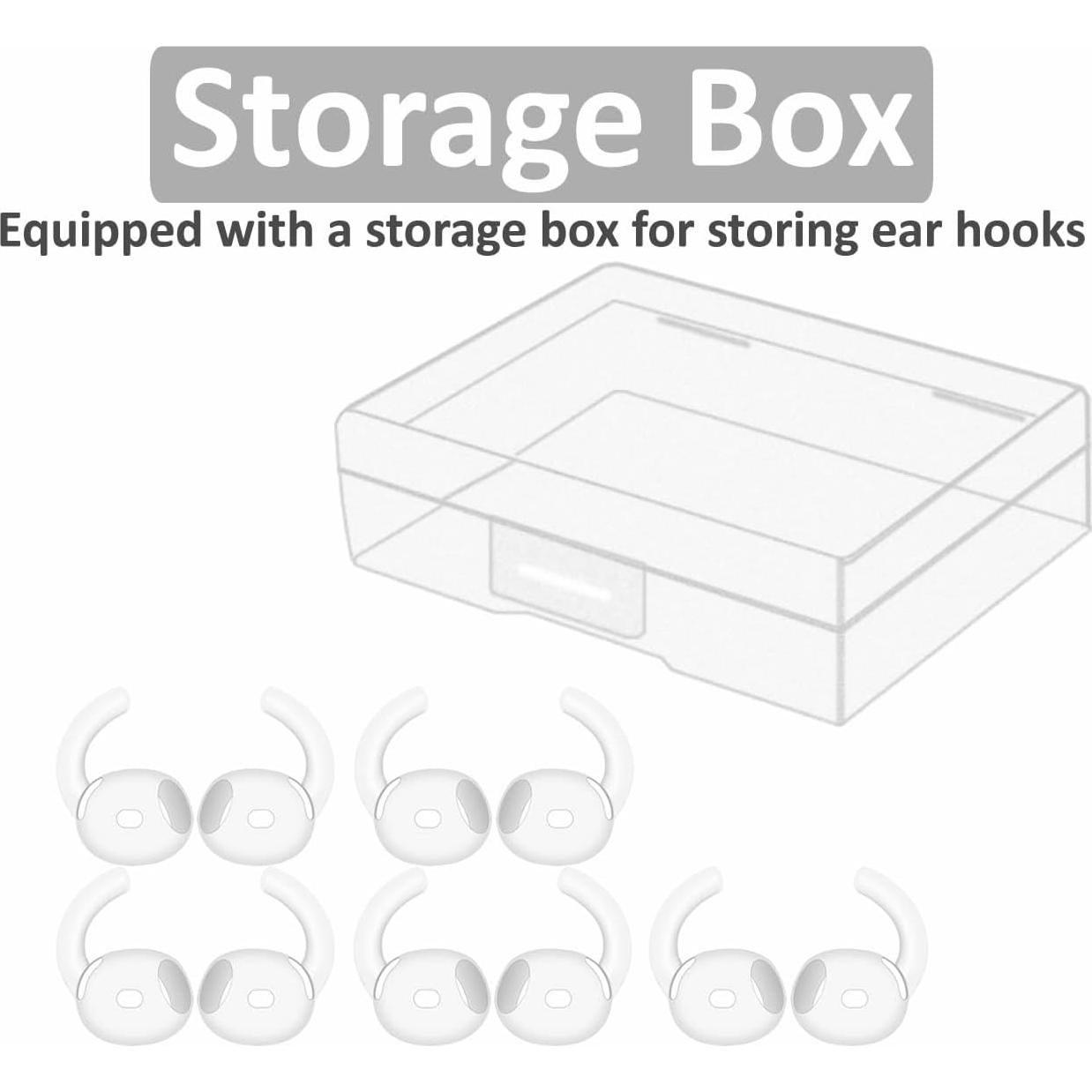 5 Pares de Ganchos Ergonómicos de Silicona IiEXCEL para AirPods 4 - Blanco