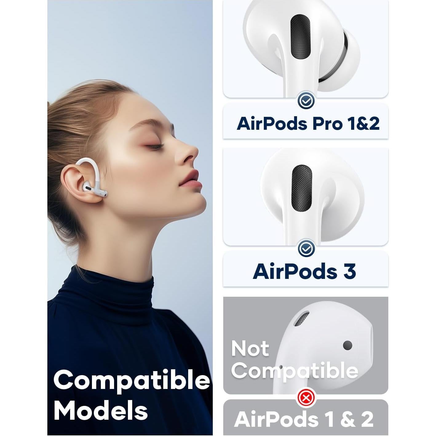 Ganchos de Oreja Gcioii para AirPods Pro 3/2/1 y AirPods 3 - Titanio