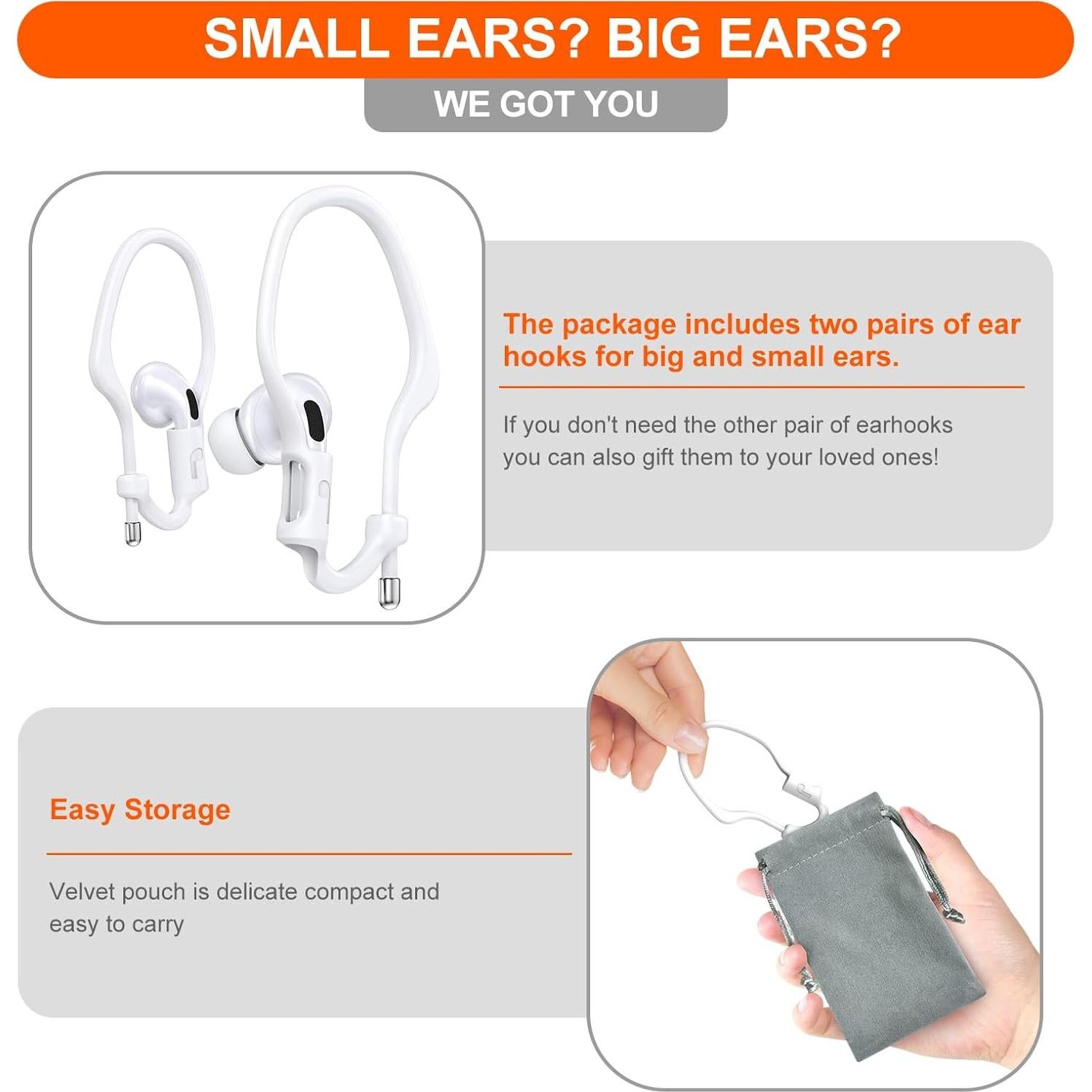 Ganchos para Oídos Haireca para AirPods Pro y 1-4 Ajustables